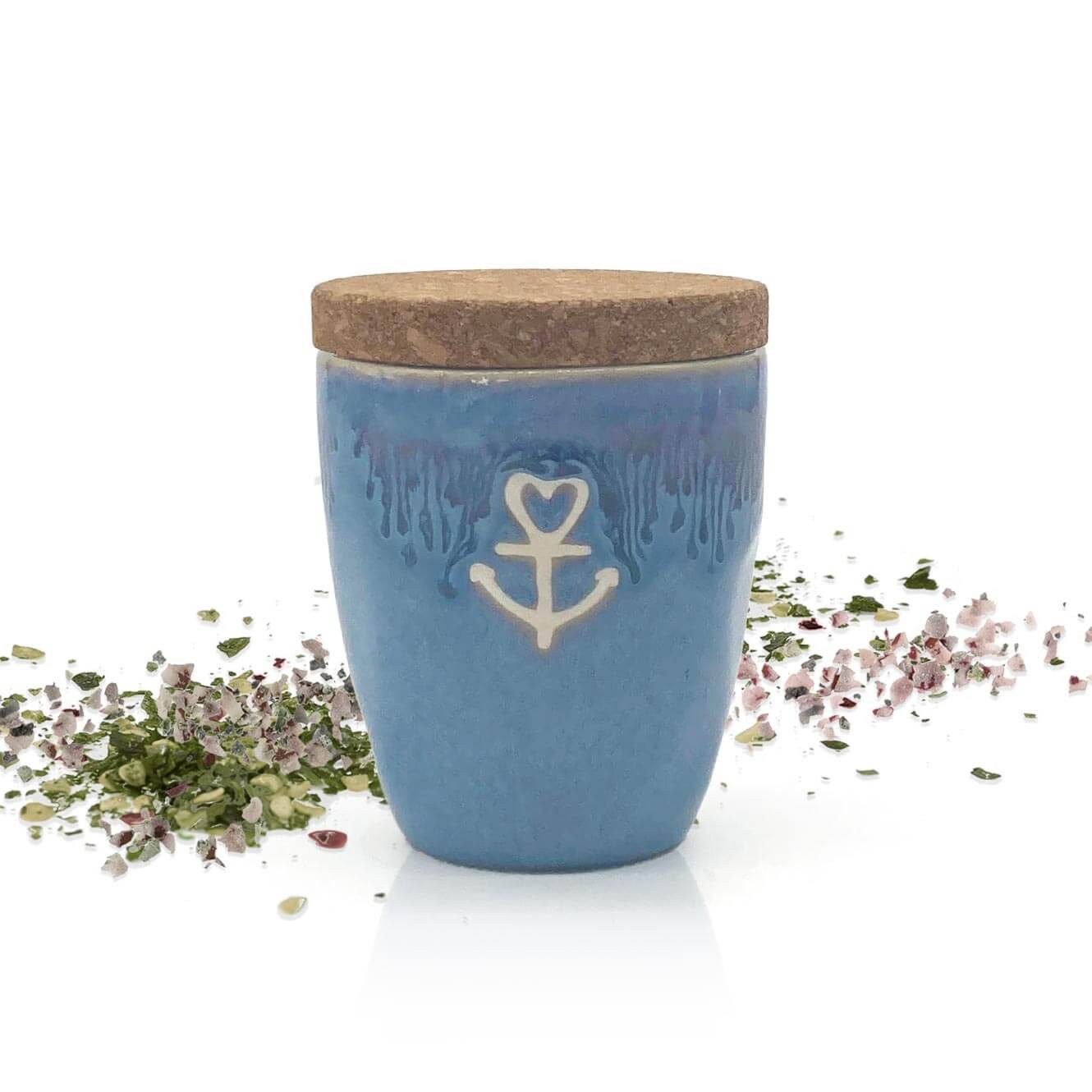 MEA LIVING Gewürzbehälter MEA living Gewürz im Steingut-Espressobecher, maritim, blau, Becherdetail: mit Anker