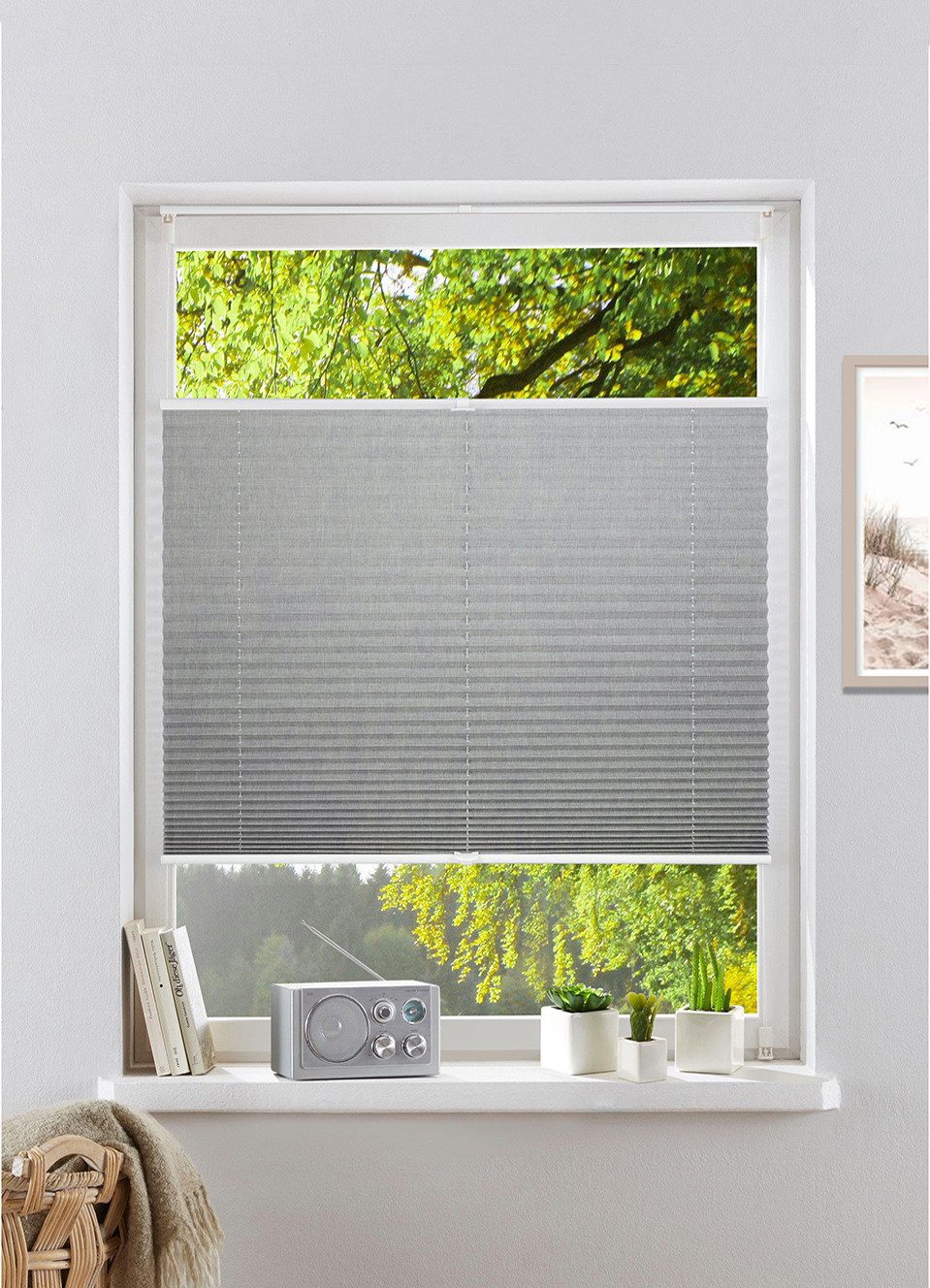 OTTO home Plissee WILLA, Lichtschutz, ohne Bohren, verspannt, Klemmfix, NEUHEIT in Leinenoptik, Klemmfix, für Fenster & Tür, Sonnenschutz