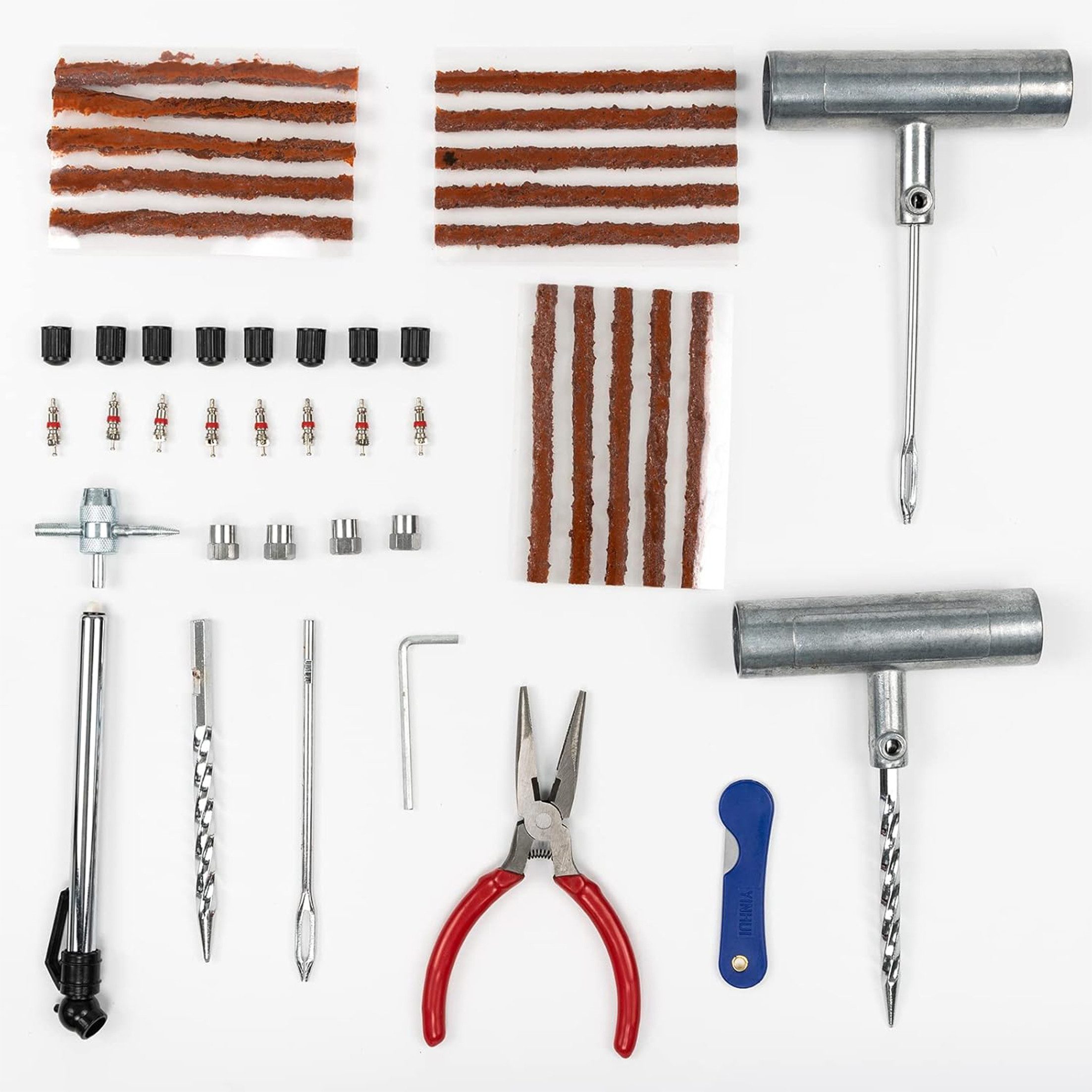 KINSI Reifen-Reparaturset 46‑tlg. Autoreifen‑Reparaturset,Komplettes Reparaturwerkzeug, Set, 46-St., für Vakuumreifen, Auto & Motorrad