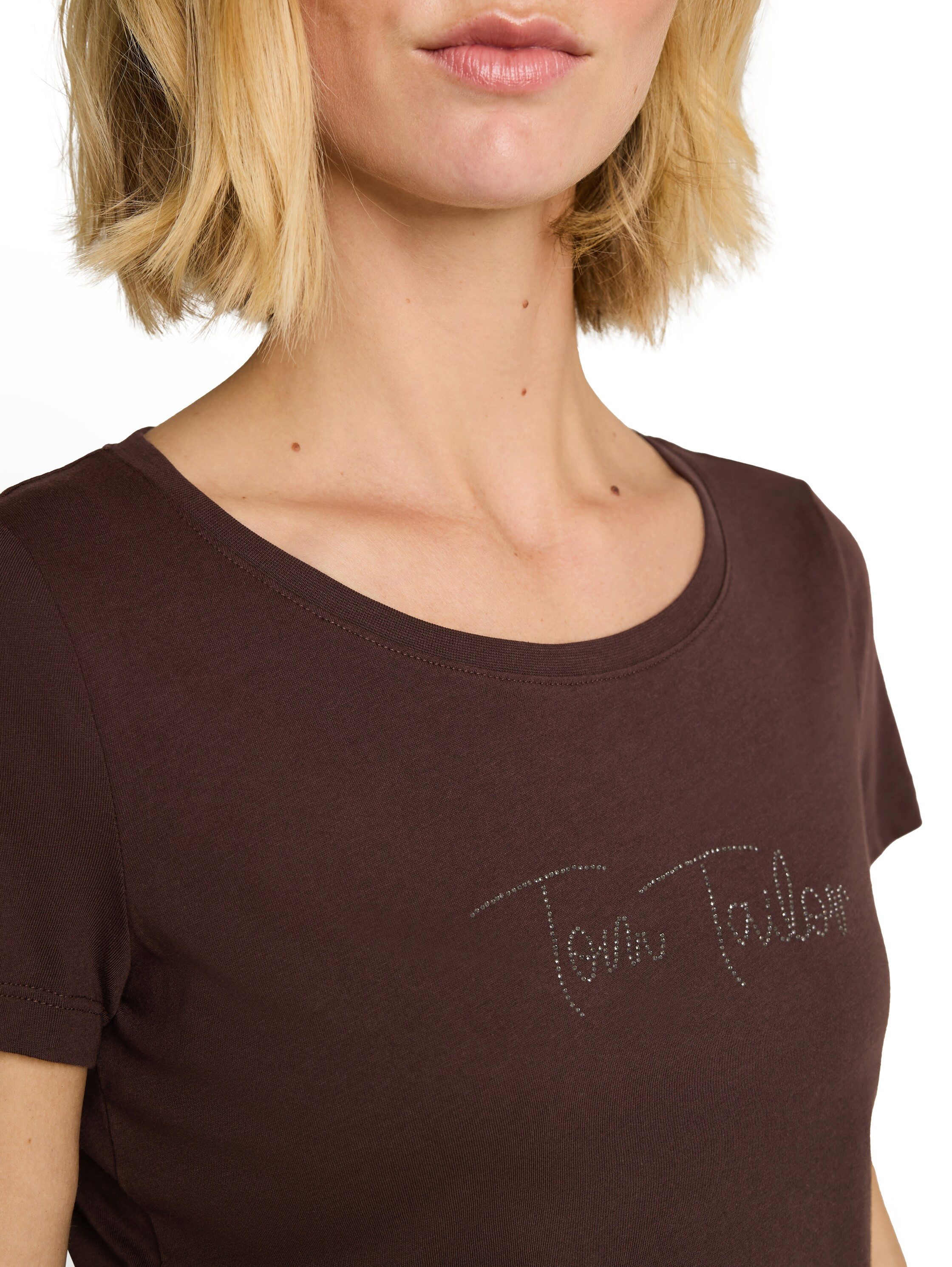 TOM TAILOR Kurzarmshirt Sommershirt mit Glitzer-Wording