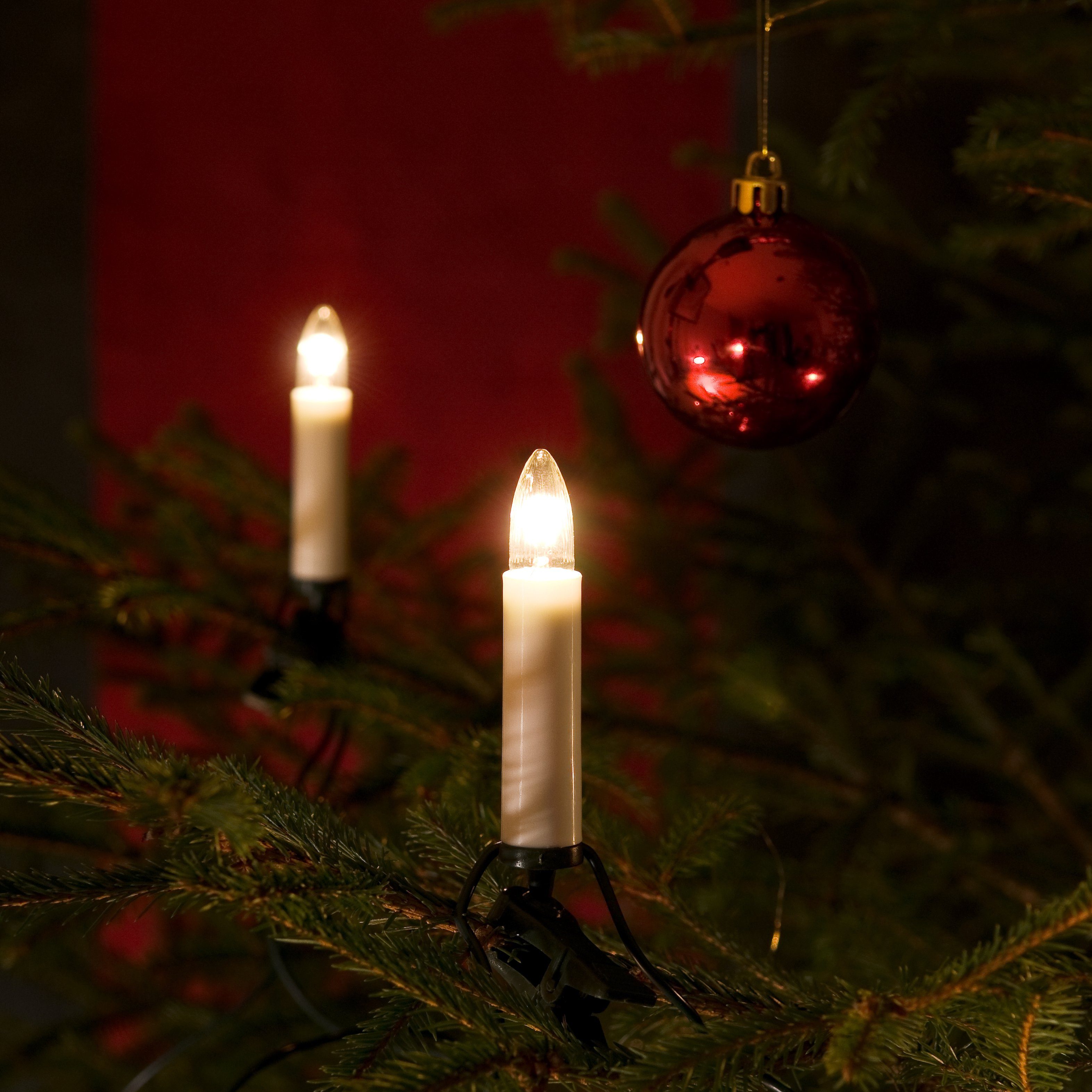 Baumkette, 25-flammig, Christbaumschmuck, Christbaumkerzen One 25 Weihnachtsdeko, klare String, Birnen KONSTSMIDE Topbirnen,