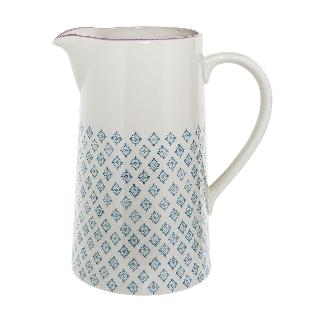 Bloomingville Wasserkrug Patrizia Jug, Krug, Wasserkanne, dänisch Blue, Keramik Milchkrug, Design, Saftkrug, 2L blau Stoneware