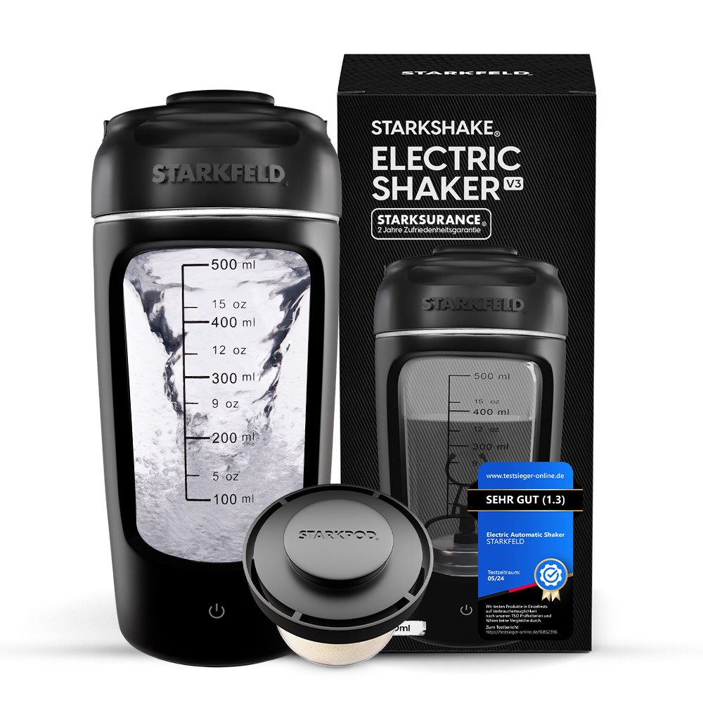 STARKFELD Elektrischer Шейкер STARKSHAKE® V3 – „ausgeziechnet als bester elektrischer Шейкер“, 30 W, 650 ml, Selbstreinigend