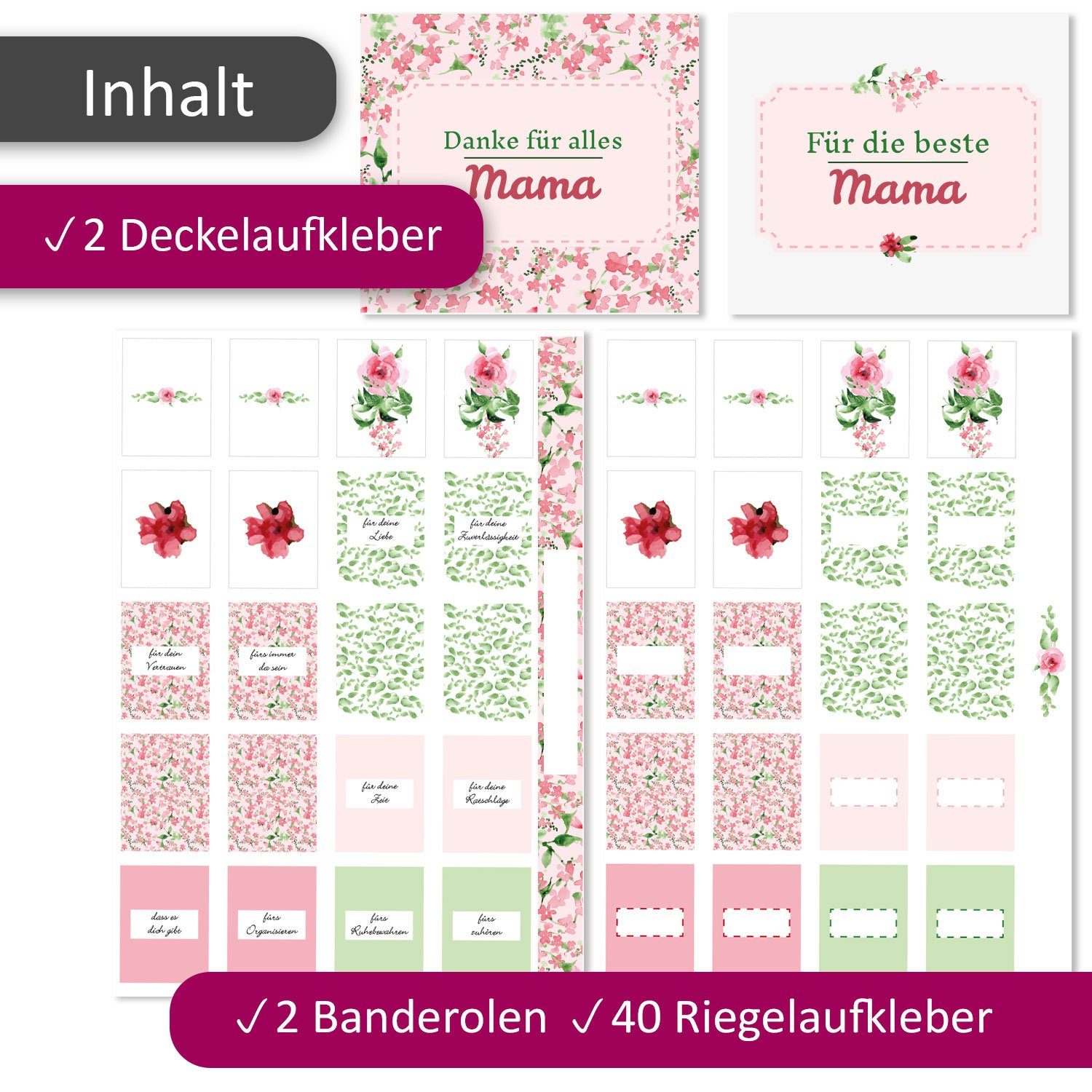 Thumbnail - younikat Aufkleber Aufkleber-Set für Merci Schokolade mit vorgedruckten Aufklebern I