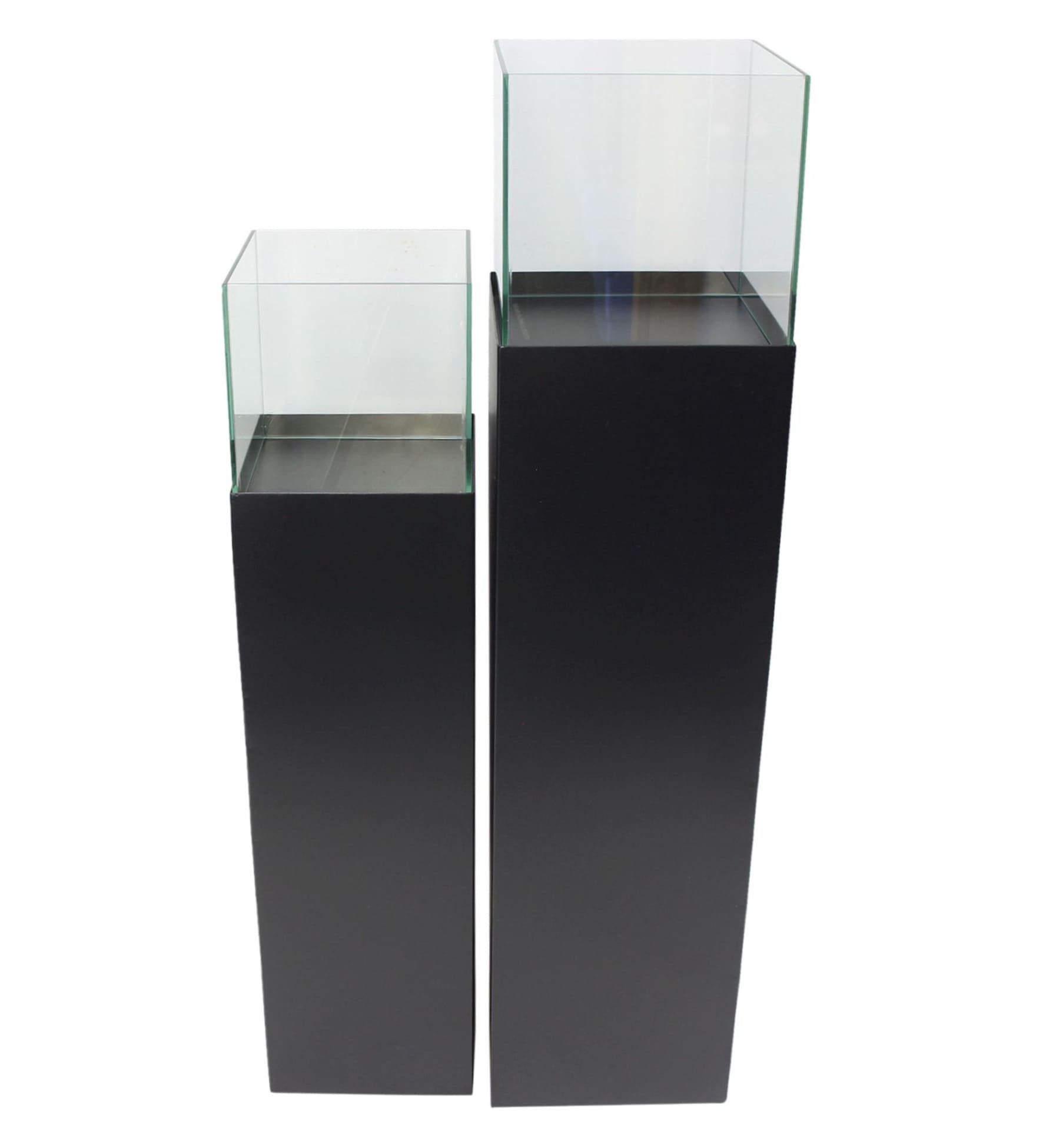 Dekoleidenschaft Bodenwindlicht "Black" Windlichtsäule aus Metall, schwarz, Kerzenständer, Dekosäule (2 St., im Set), Kerzenhalter 75 + 90 cm hoch, Wohnzimmer Bodenlaterne mit Kerzenglas
