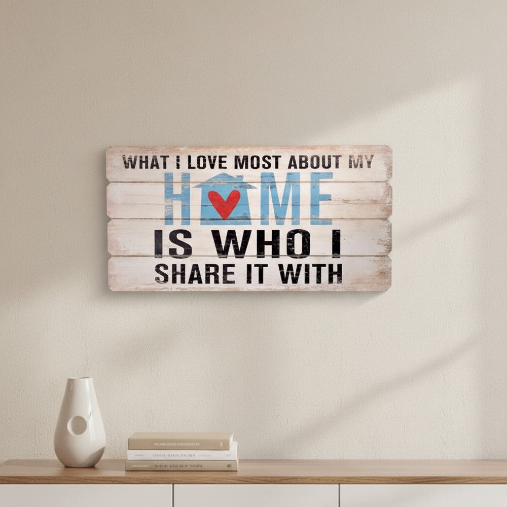 Mucola Holzbild Holzbild Wandschild Holzschild Wand Bild Querformat HOME 100x50 cm, Home (Stück, 1 St), Wandschild