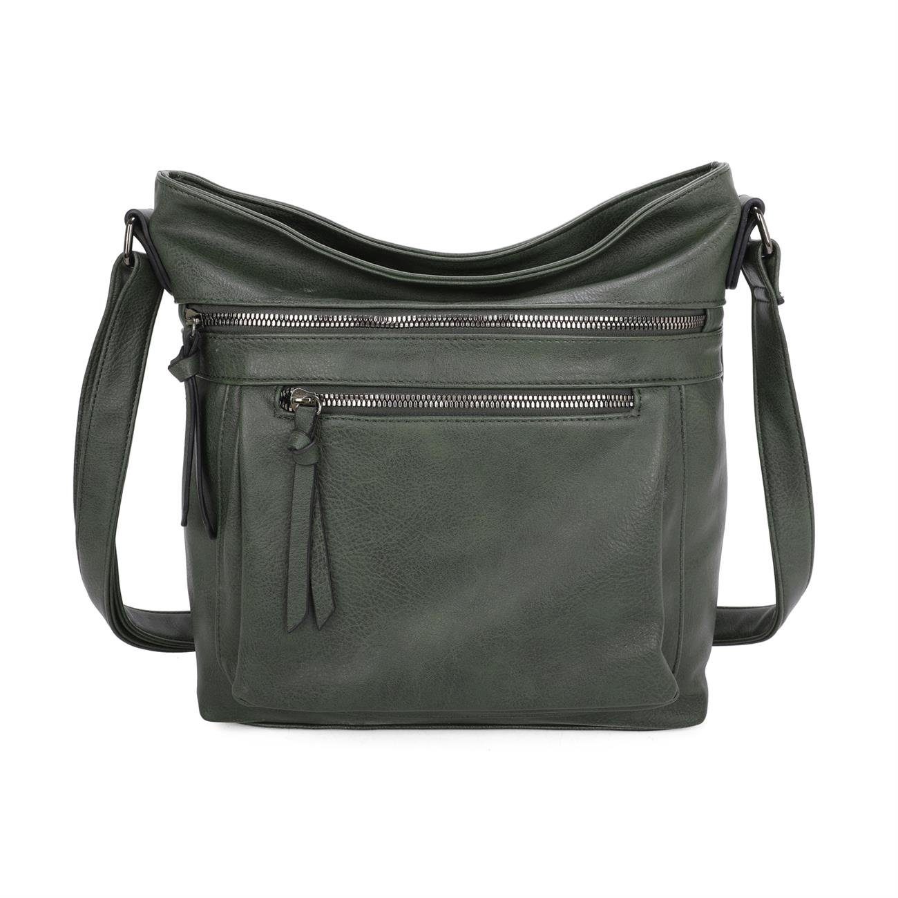 ITALYSHOP24 Schultertasche Damen Tasche Shopper Crossbody, als Handtasche, Umhängetasche, Hobo Bag tragbar