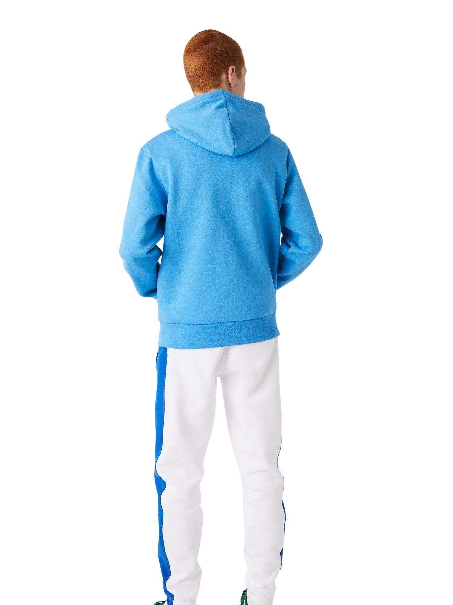 Hoodie Lacoste Bio-Baumwolle blau Kapuze aus Sweatshirt mit (1-tlg) Pullover