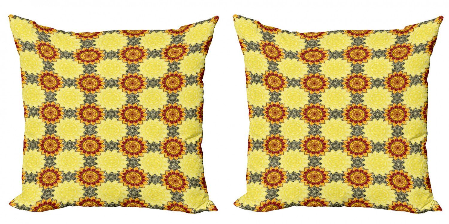 Kissenbezüge Modern Accent Doppelseitiger Digitaldruck, Abakuhaus (2 Stück), Mandala vibrant Yellow