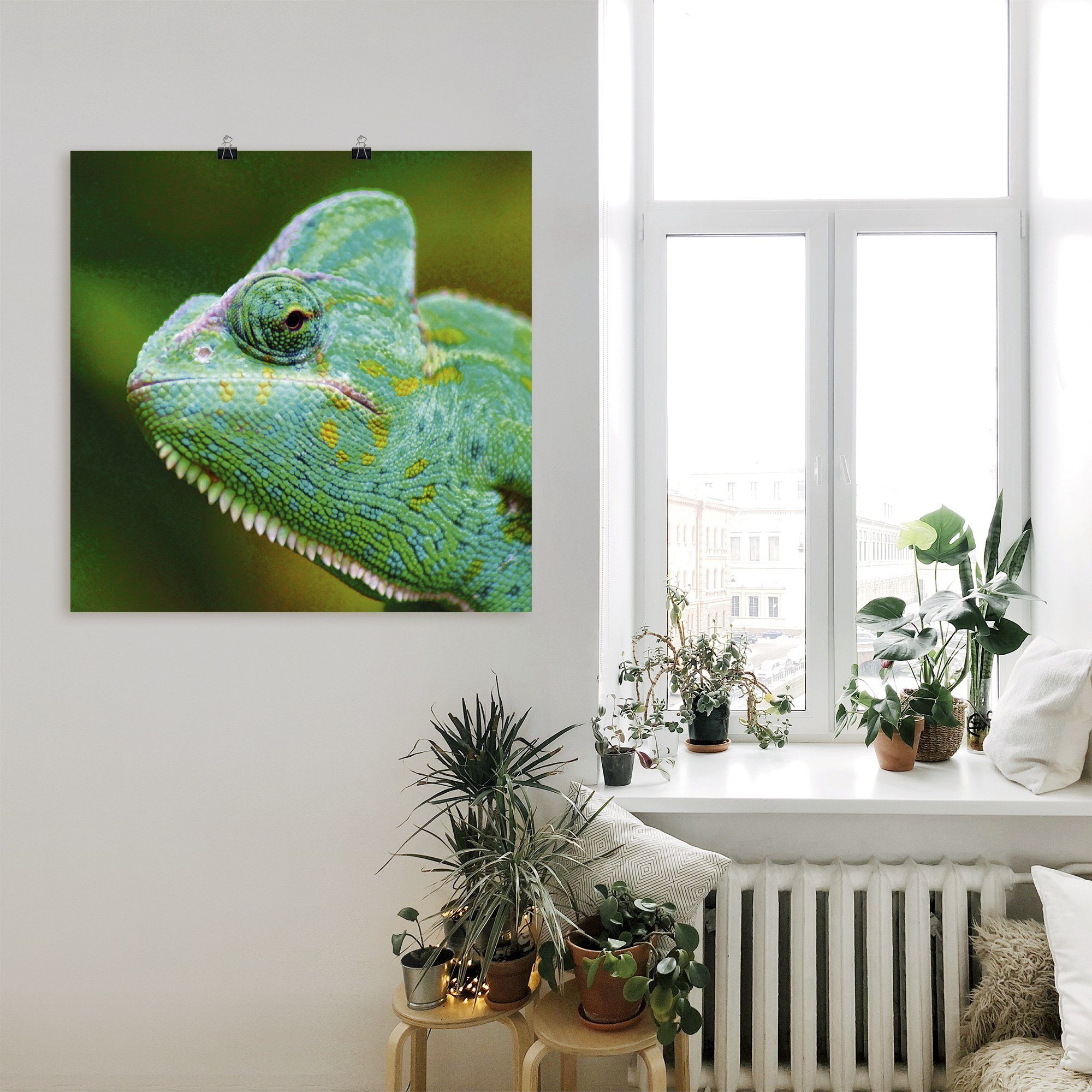 Größen (1 Jemenchamäleon Poster Reptilien Alubild, in Portrait, Artland oder versch. als Wandbild Wandaufkleber Leinwandbild, St),