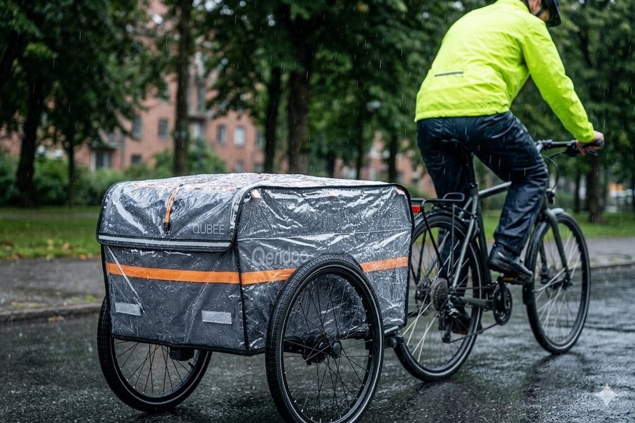 Qeridoo Fahrradlastenanhänger Regenschutz für Qubee XL