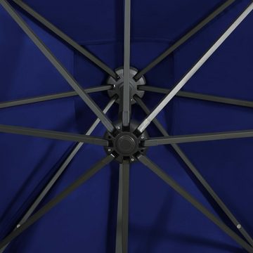 vidaXL Sonnenschirm Ampelschirm mit Mast und LED-Leuchten Azurblau 300 cm