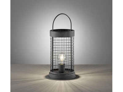 FHL easy! LED Hockerleuchte, LED wechselbar, Warmweiß, Industrial Bodenlampe innen, Boden-laterne Gitter Lampenschirm H: 44cm