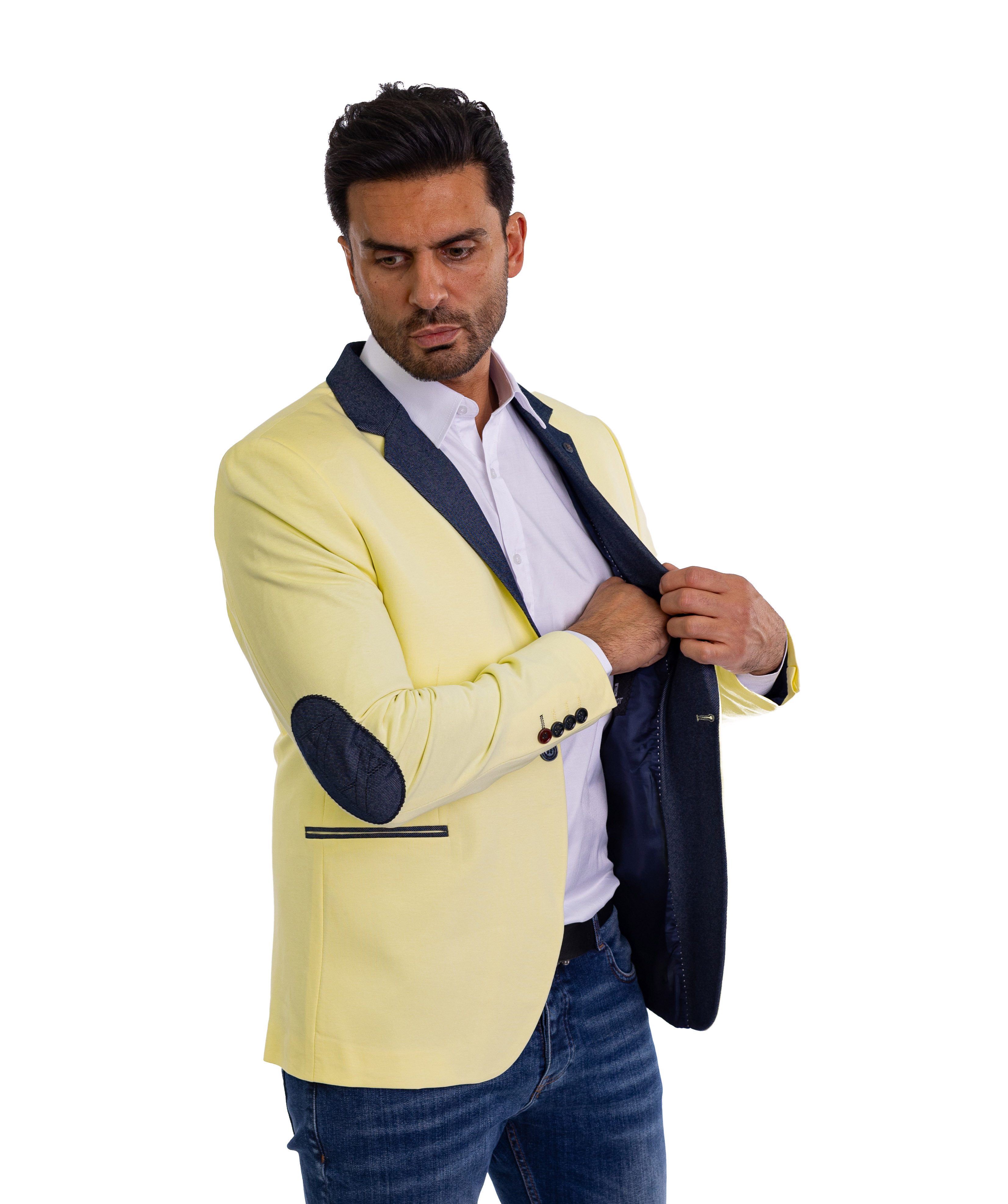 Denim Distriqt Jerseysakko Sporchlicher Jersey Sakko mit Pachtes günstig online kaufen