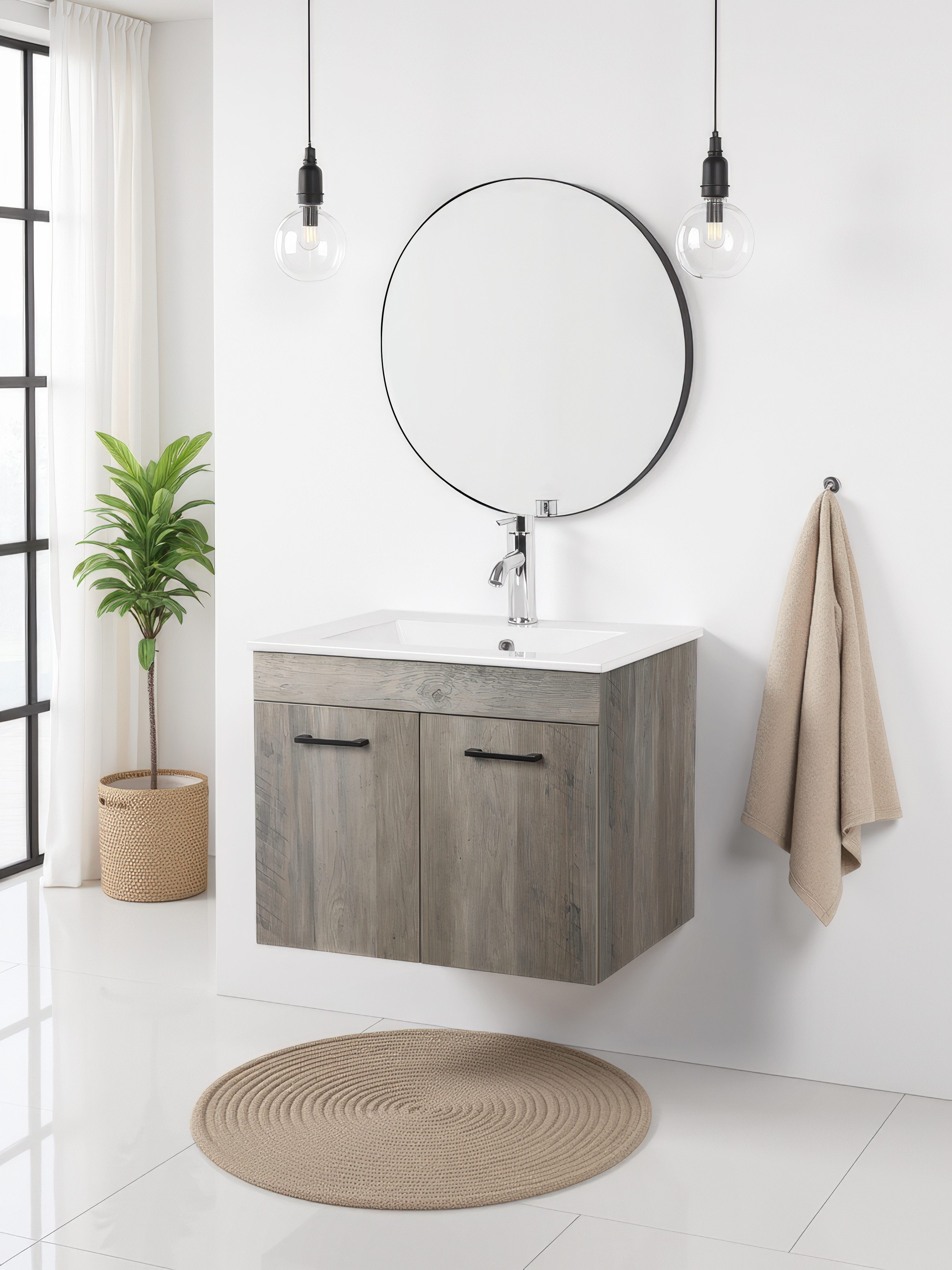 welltime Waschtisch Florenz, Breite 60cm, 2 Tür, 2 Fächer, MDF-Front (Kompl günstig online kaufen