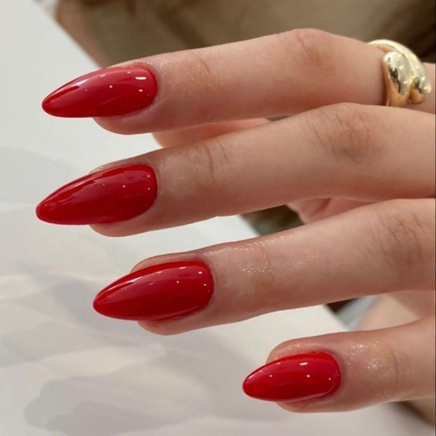 LuxusKollektion Kunstfingernägel Press-on-Nägel 24 Stück rot Mandelform glänzend selbstklebend