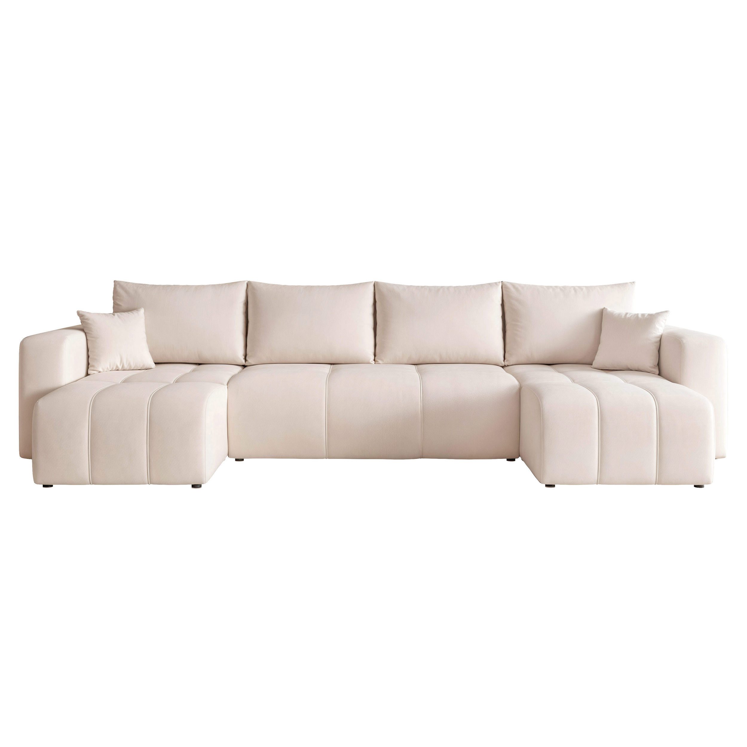 yourhouse24 Wohnlandschaft PEDRO U in Samt-Optik – Riesige Schlaffunktion & abnehmbare Bezüge, mit Schlaffunktion und Bettkasten, Seite universal – Bild 2 von 5