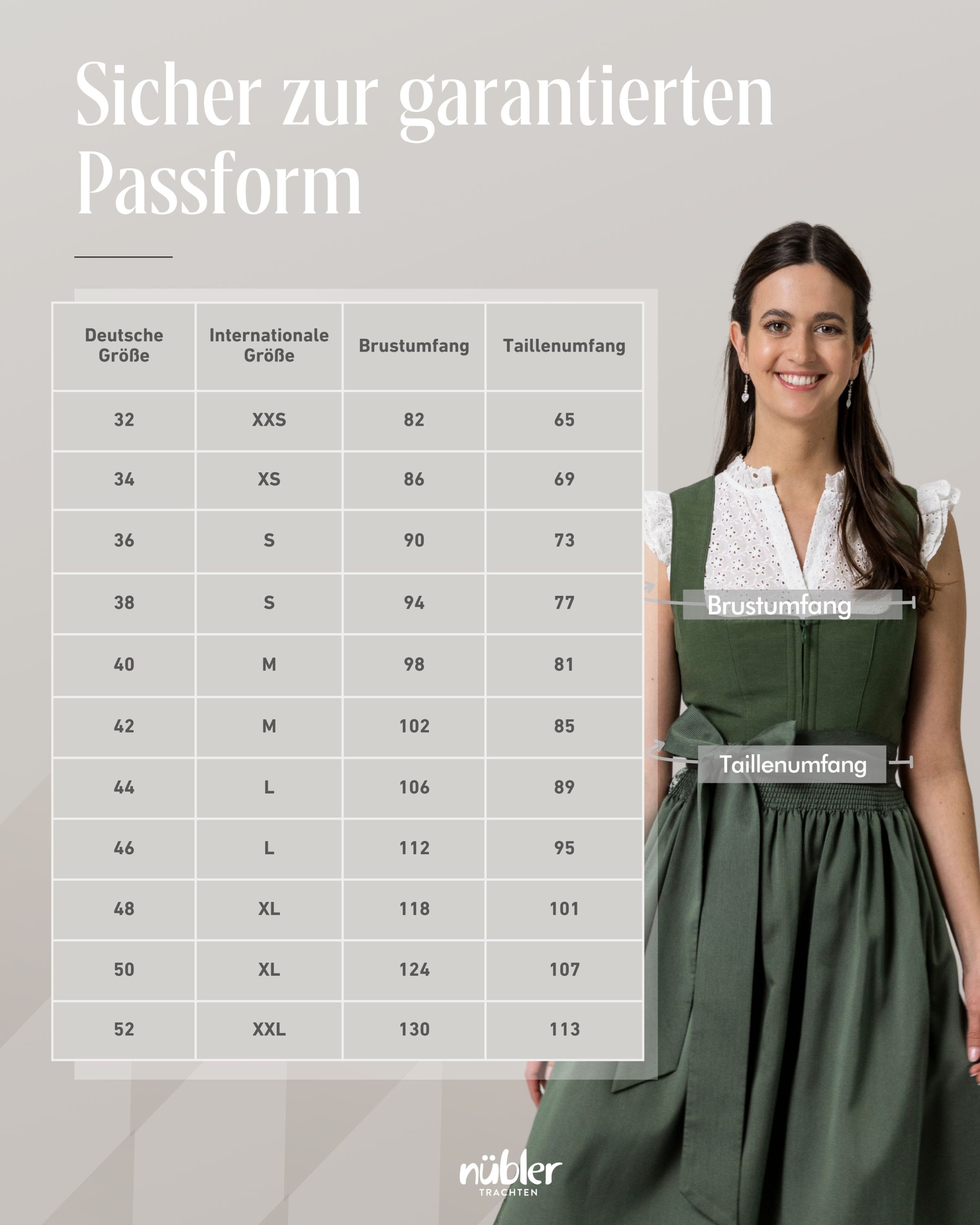 Nübler Dirndl Midi Dirndl Rezi in Oliv von Nübler - Rocklänge 70 cm