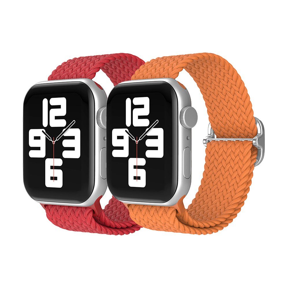 GelldG Uhrenarmband Geflochtenes Armband Kompatibel mit Apple Watch, Nylon Armband rot