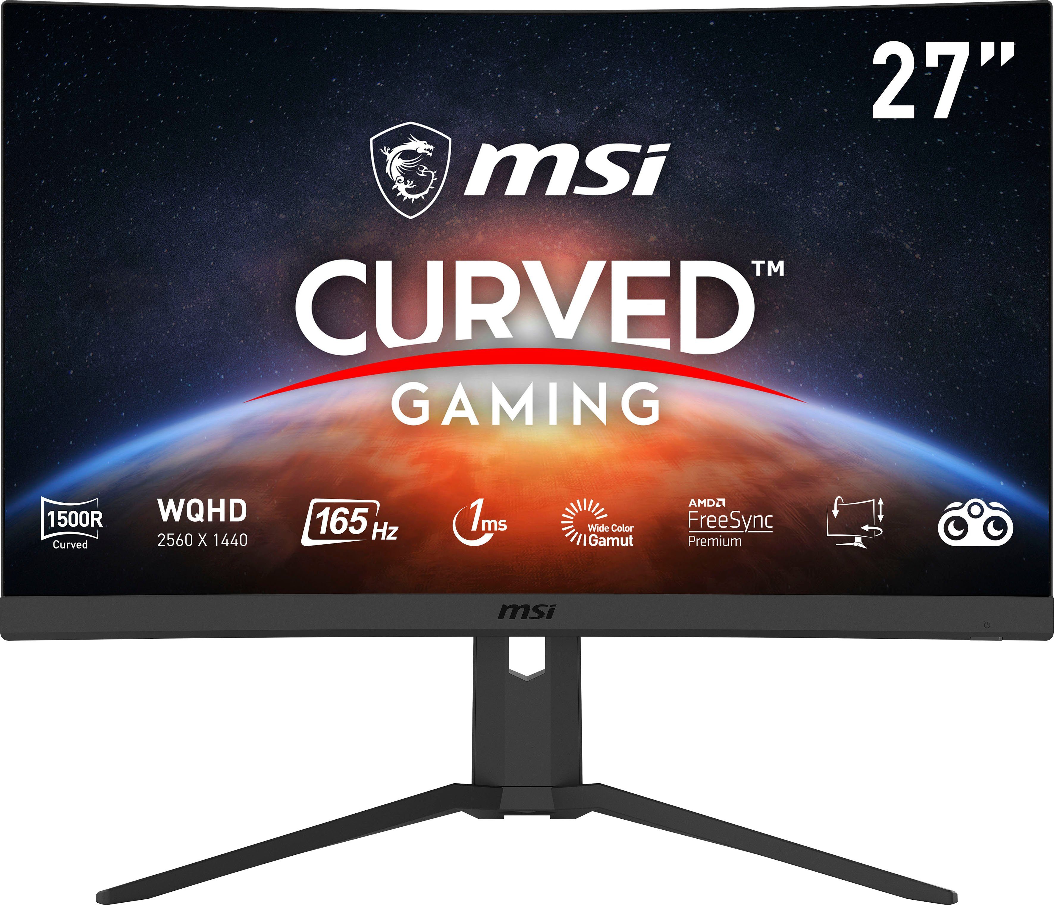 MSI Optix G27CQ4P Curved-Gaming-LED-Monitor (69 cm/27 ", 2560 x 1440 px, WQHD, 1 ms Reaktionszeit, 165 Hz, VA LED, höhenverstellbar, 3 Jahre Herstellergarantie)