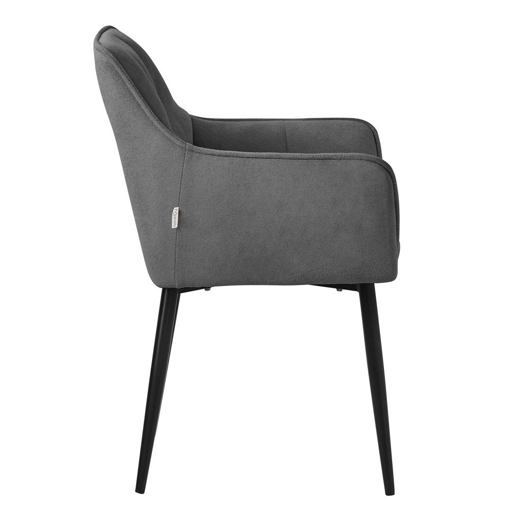 ML-DESIGN Polsterstuhl Esszimmerstuhl mit dickem gepolsterter Sitz Rücken- und Armlehnen (6 St), Wohnzimmerstuhl aus Frotteestoff Dunkelgrau Loungesessel Küchenstuhl