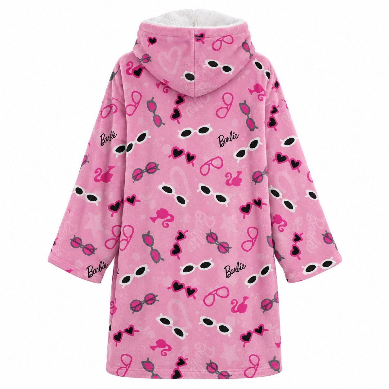 Barbie Sweatponcho Barbie Kuschelponcho Kuscheldecke mit Ärmeln Kapuze Tasche XS-L – Bild 2 von 4