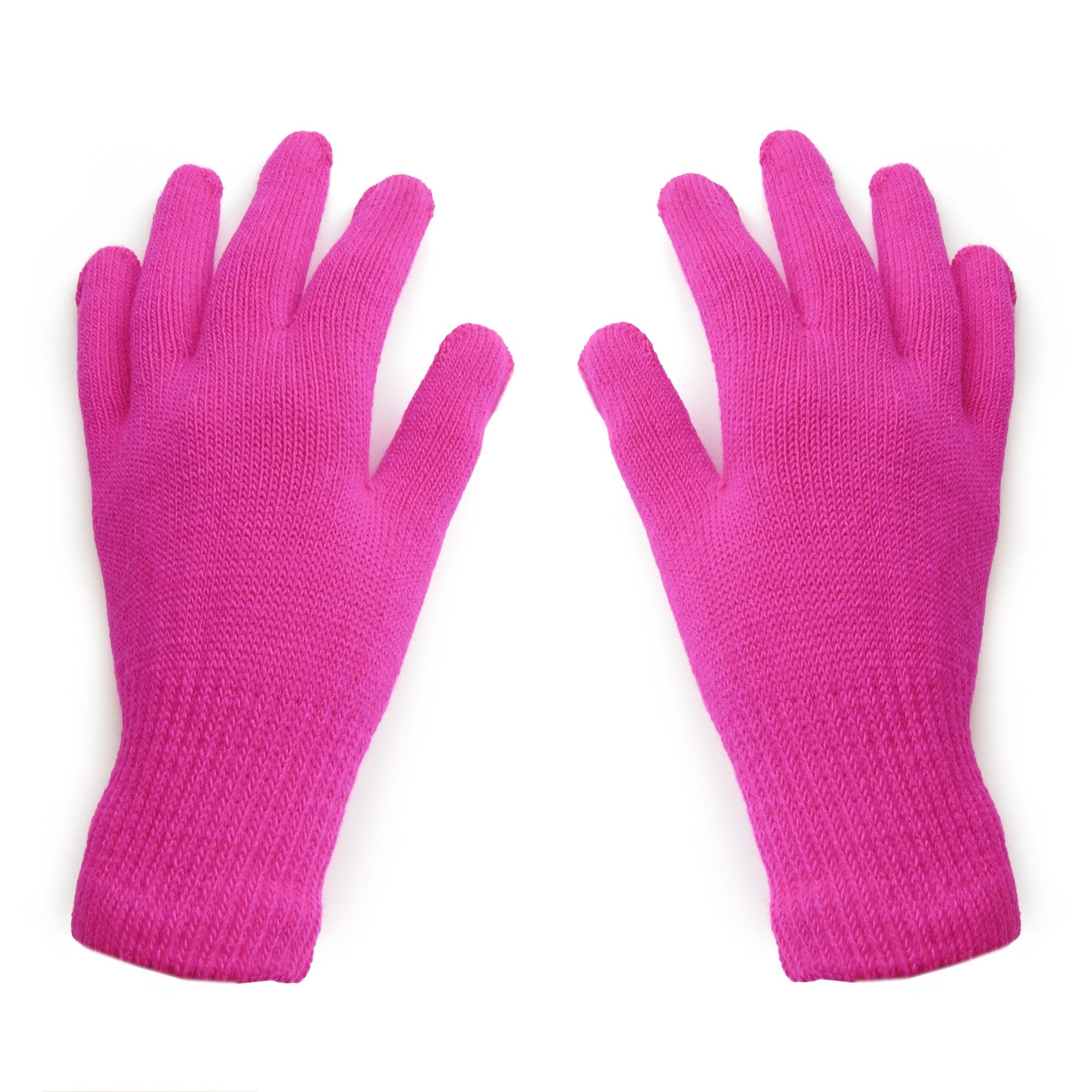 Sonia Originelli Strickhandschuhe Strickhandschuhe dehnbar ungefüttert knallig bunt unisex Neon Ungefüttert, pink Onesize