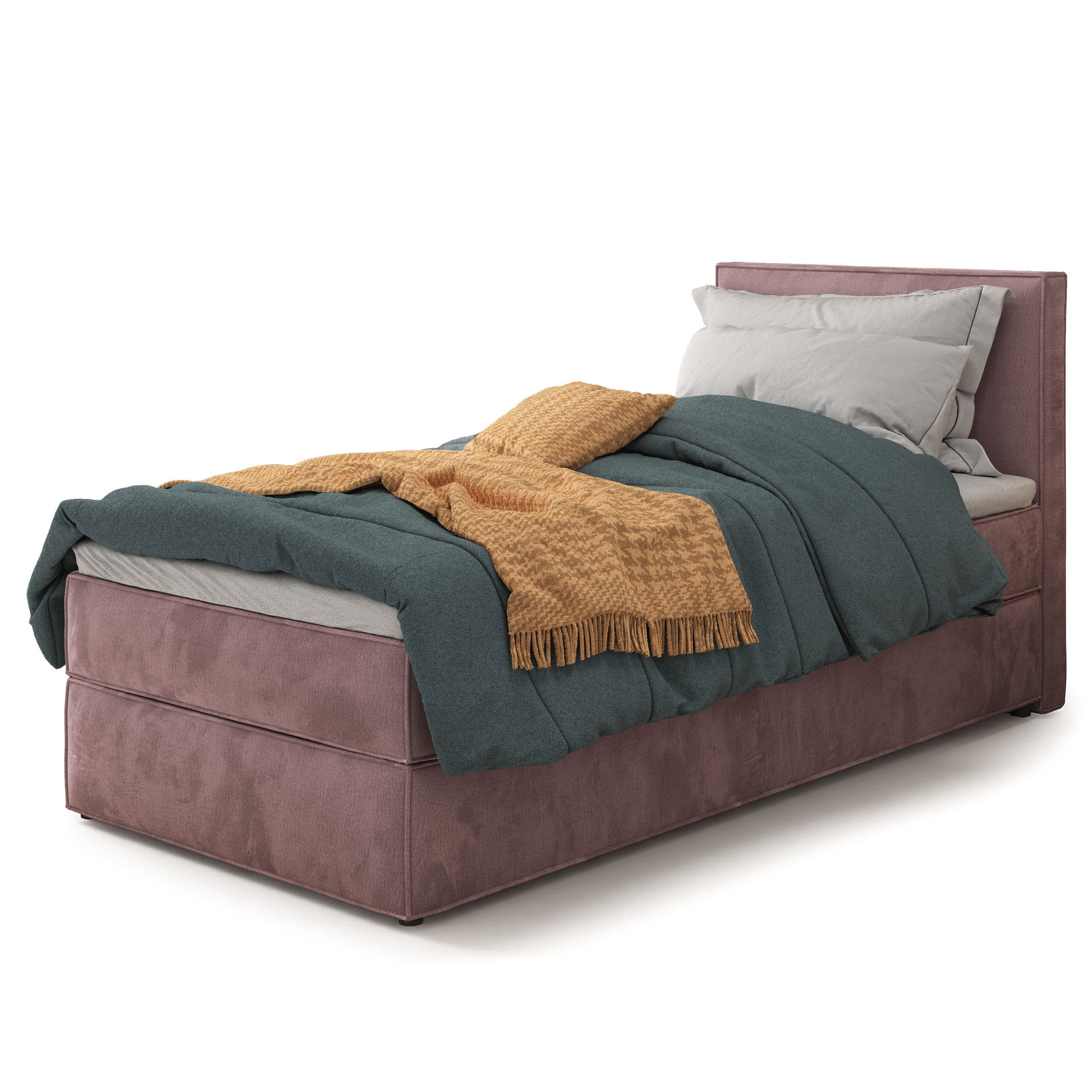 Masseno Boxbett PELLIO 80x200 cm mit Bonell Matratze und Topper, Einzelbett, Jugendbett, Polsterbett mit Kopfteil, Boxspringbett