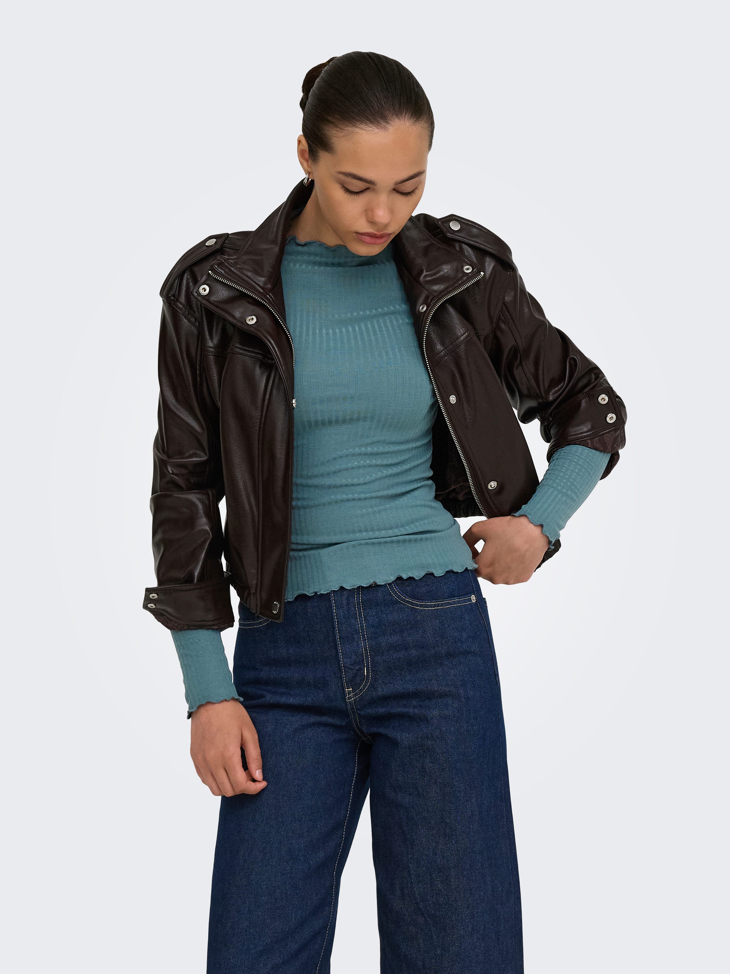 ONLY Langarmshirt ONLEMMA L/S HIGH NECK TOP Materialmix