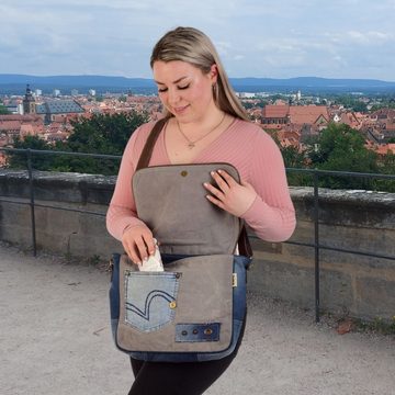 Sunsa Umhängetasche Messenger Tasche aus recycelten Jeans und schwarze Canvas. Vintage Retro Still Crossbody Bag, Aus rececelten Materialien