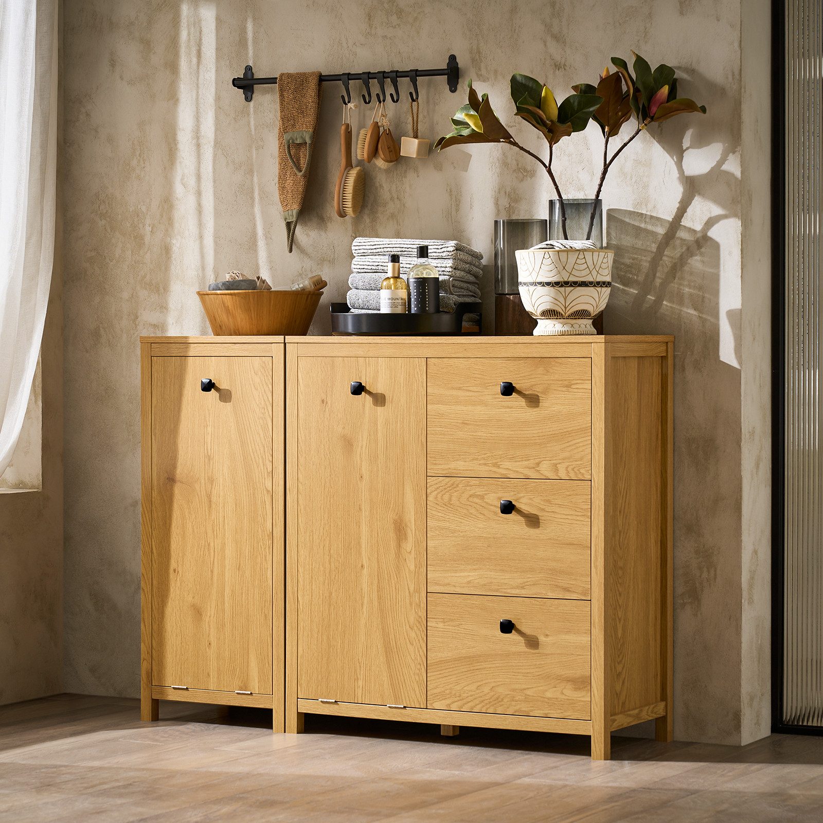 SoBuy Wäscheschrank BZR97 Badschrank mit ausklappbarem günstig online kaufen