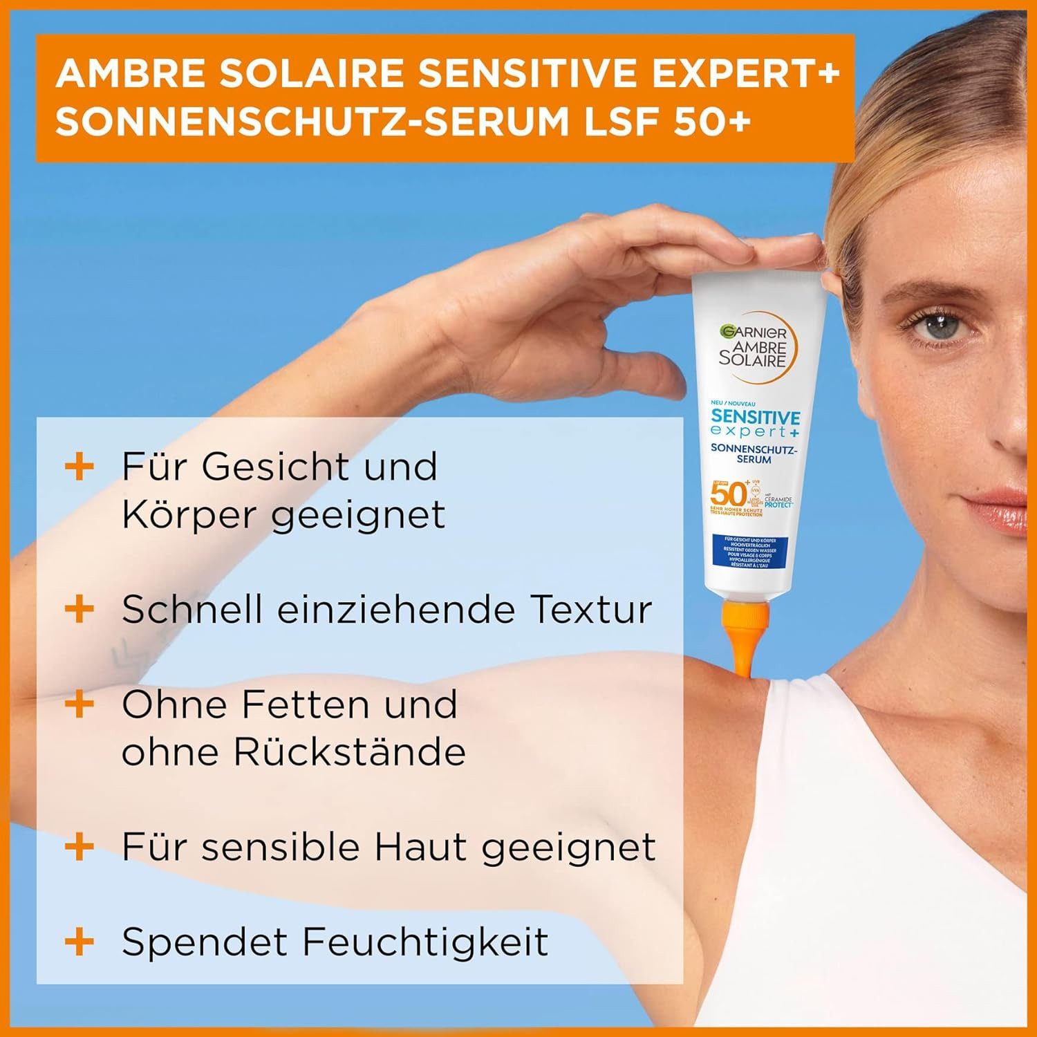 GARNIER Gesichtspflege Sensitive Expert+ Sonnenschutz-Serum LSF 50+, 1-tlg.