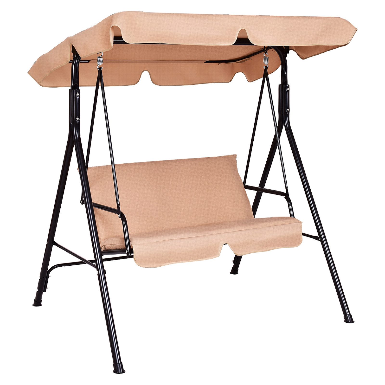 COSTWAY Hollywoodschaukel Gartenschaukel, Gartenliege, mit Sonnendach, 2-Sitzer