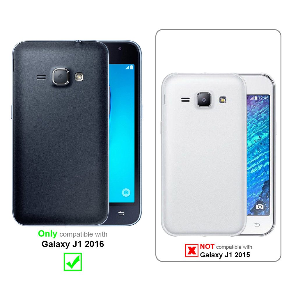 Cadorabo Handyhülle für Samsung Galaxy J1 2016 Hülle Samsung Galaxy J1 2016, Hülle Schutzhülle mit Standfunktion, Magnetverschluss und Kartenfach