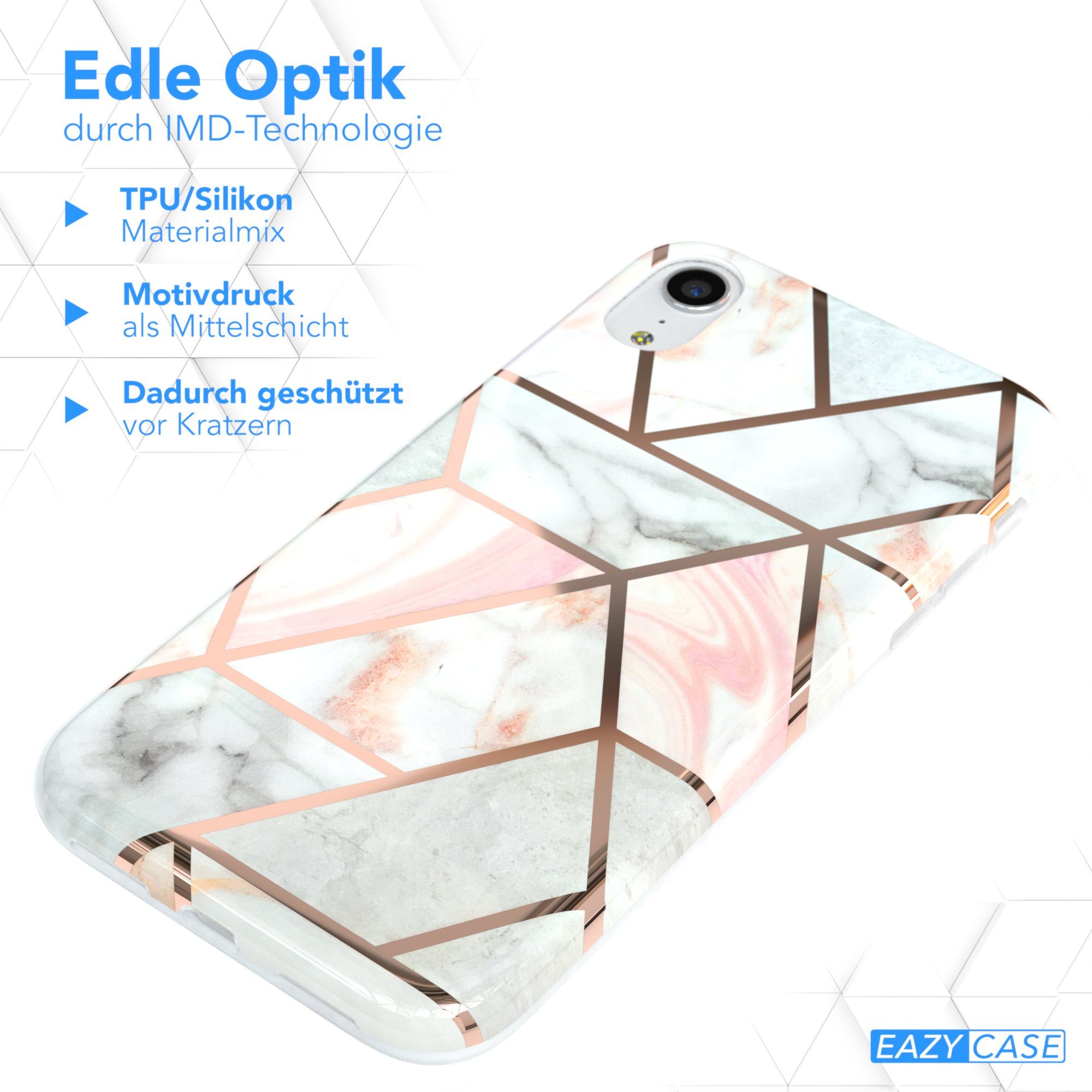 EAZY CASE Handyhülle IMD Motiv Cover für Apple iPhone XR 6,1 Zoll, Silikonhülle stoßfest Silicon Back Cover Motivhülle Tasche Rosé Gold