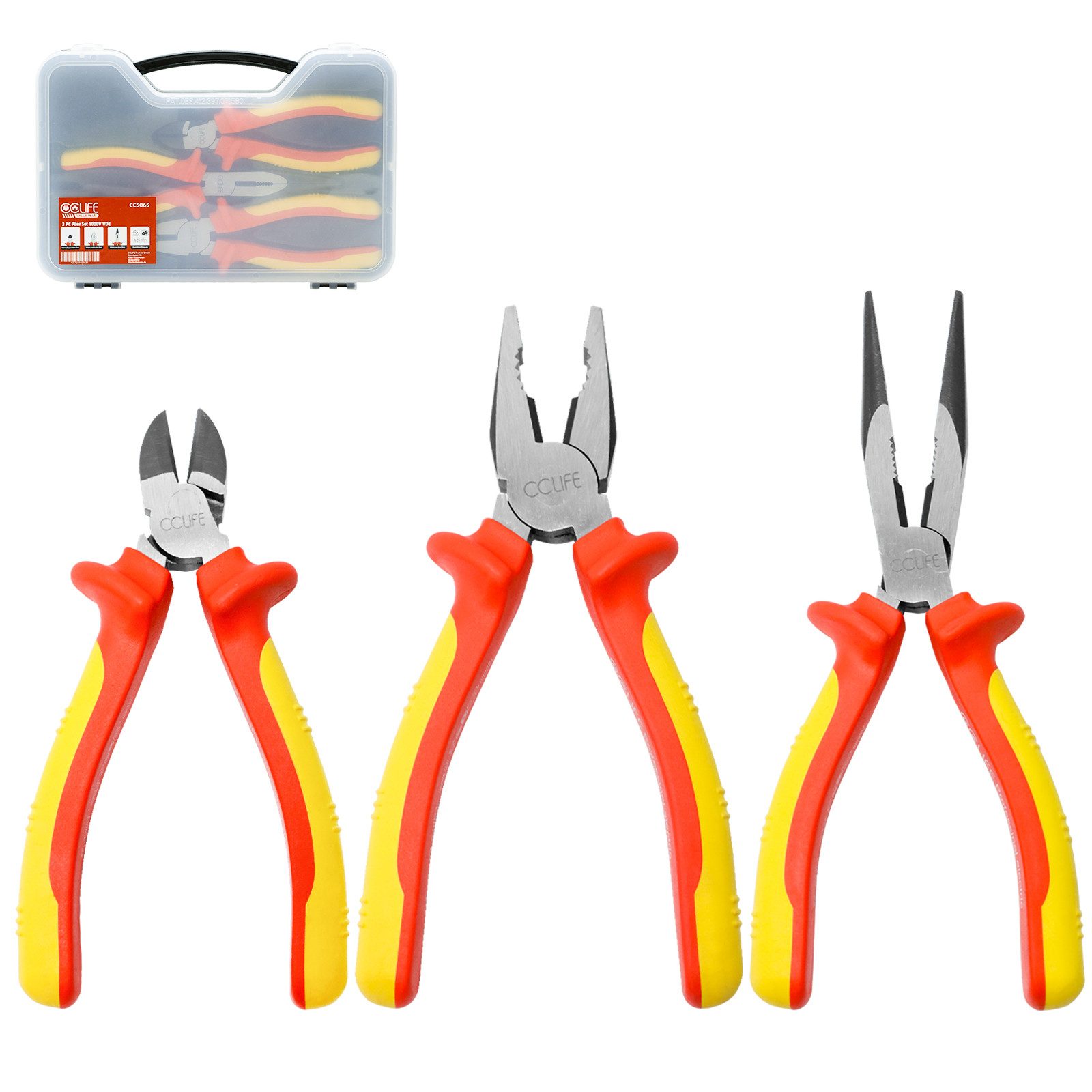 CCLIFE Щипцыset 3tlg VDE Щипцыset Kombizange Flachrundzange Seitenschneider Щипцы, 3-tlg.