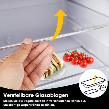 Docrooup Kühlschrank Gefrierkombination Fassungsvermögen 72L BCD-100C, Gefrierfach: 21L, LED-Beleuchtung, energiesparend und geräuscharm