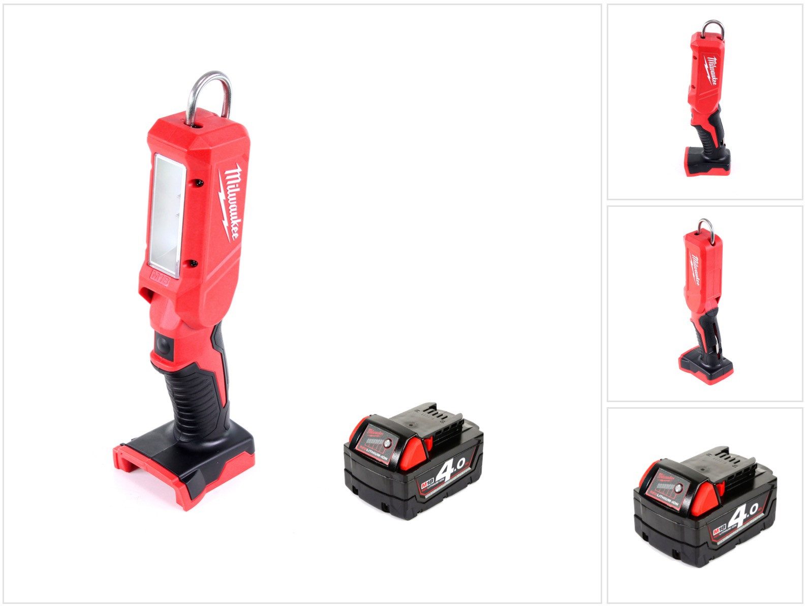 Milwaukee Baustrahler M18 IL-401 Akku Inspektionsleuchte mit 300 Lumen Solo + 1x 4,0 Ah Akk