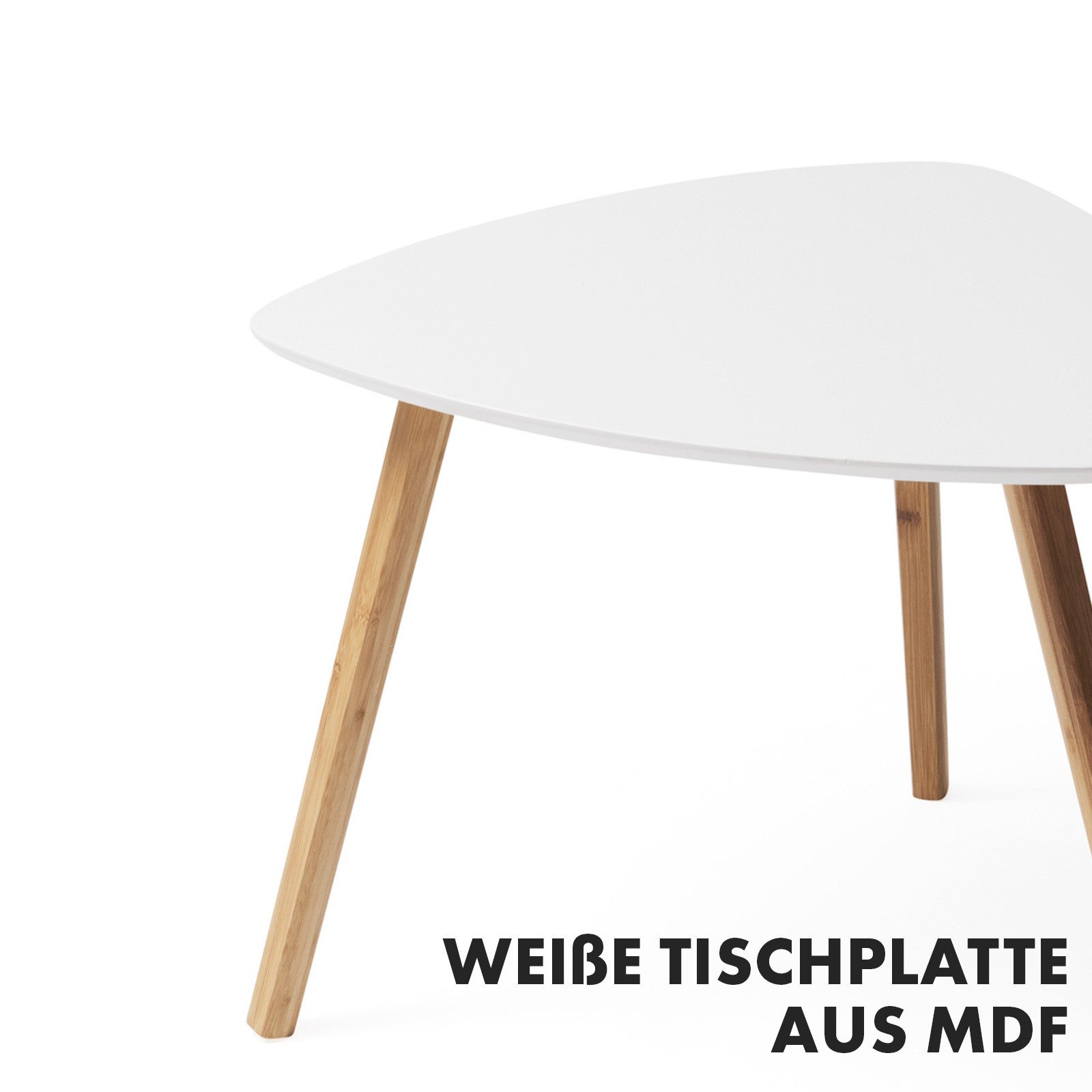 Floordirekt Couchtisch Oregon, Beistelltisch weiß, Bambus & MDF Wohnzimmertisch modern (Set, 2-St., 40 & 60 cm Breite), platzsparender, kleiner weißer Tisch Wohnzimmer