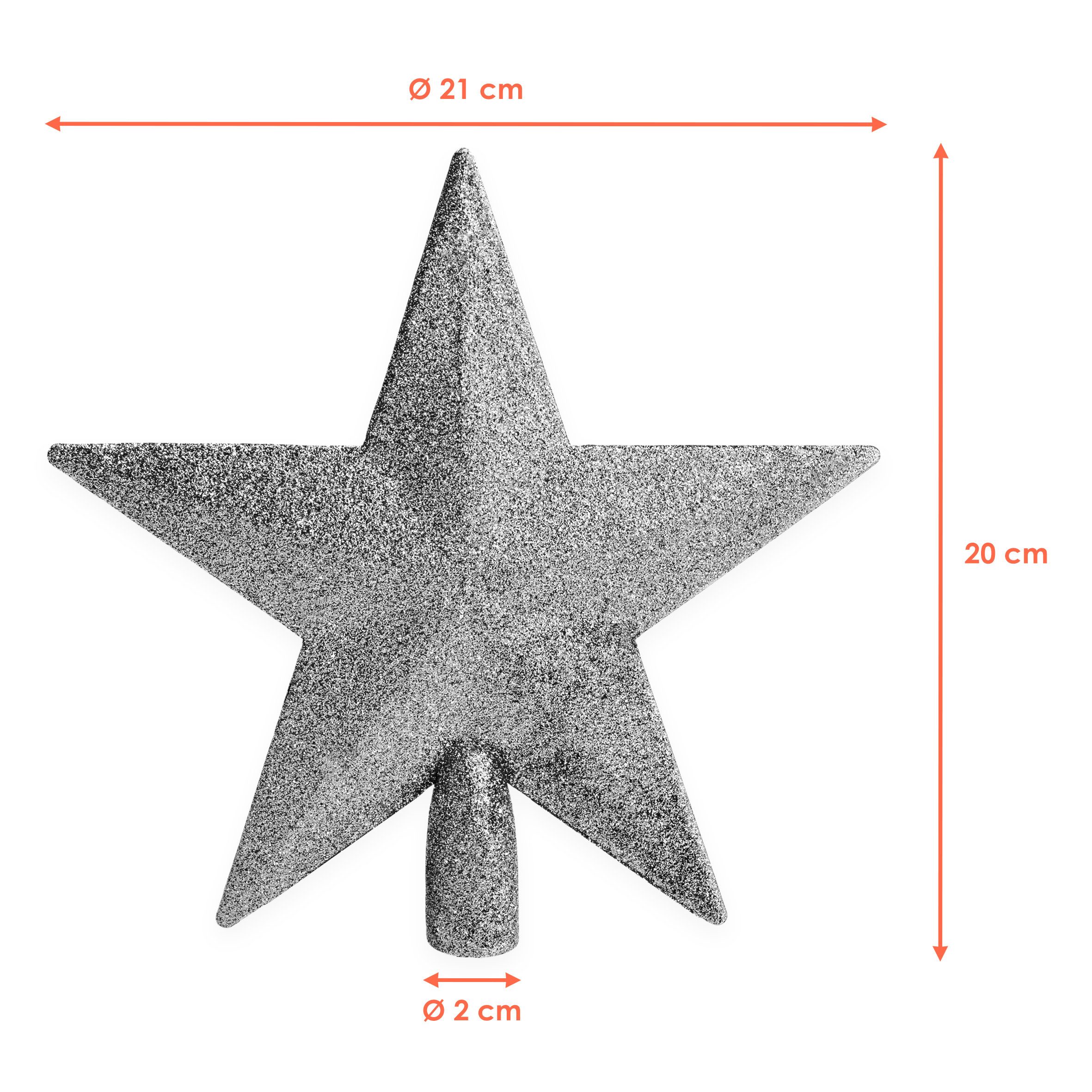 Spetebo Christbaumspitze 3D Weihnachtsstern 20 cm mit Glitzer (1-tlg), Festliche Sternspitze für Tannenbaum