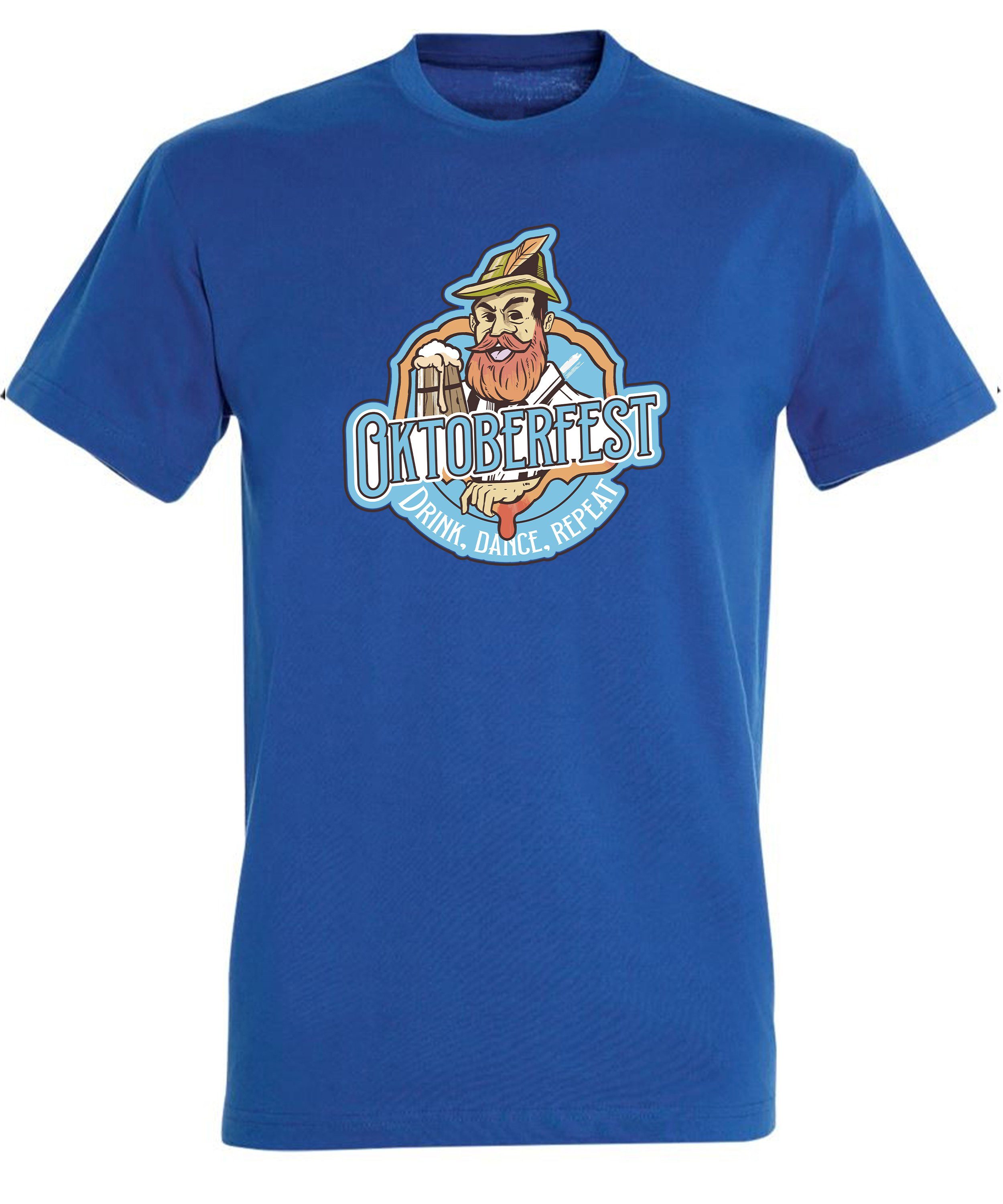 Shirt T-Shirt i318 Oktoberfest mit MyDesign24 Regular T-Shirt Baumwollshirt Fun blau royal Fit, Trinkshirt Aufdruck - Herren Print