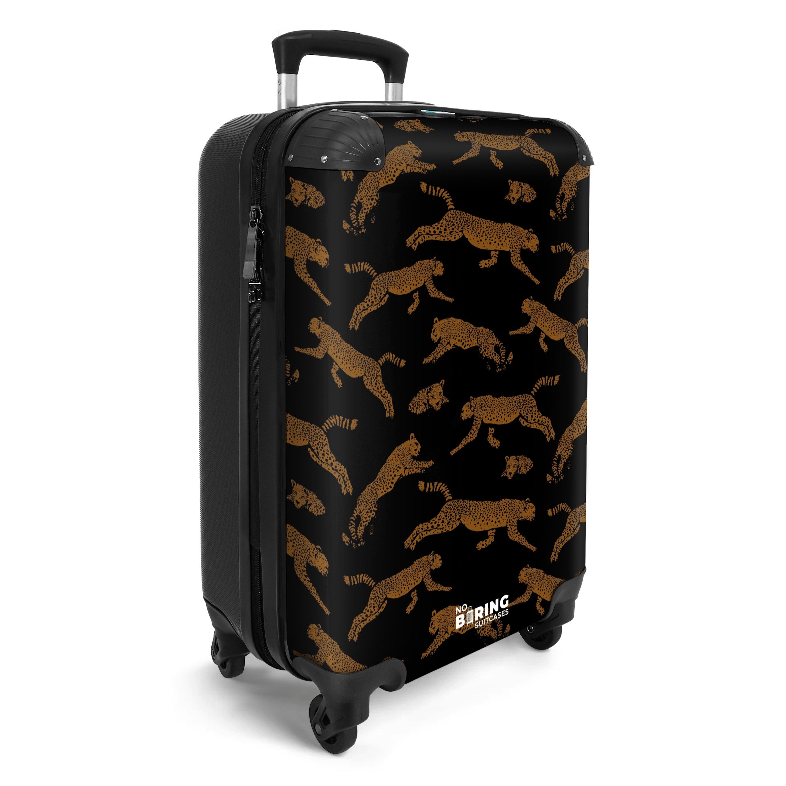 NoBoringSuitcases.com© Hartschalen-Trolley Schwarz mit Panthern 55x35x20cm, günstig online kaufen