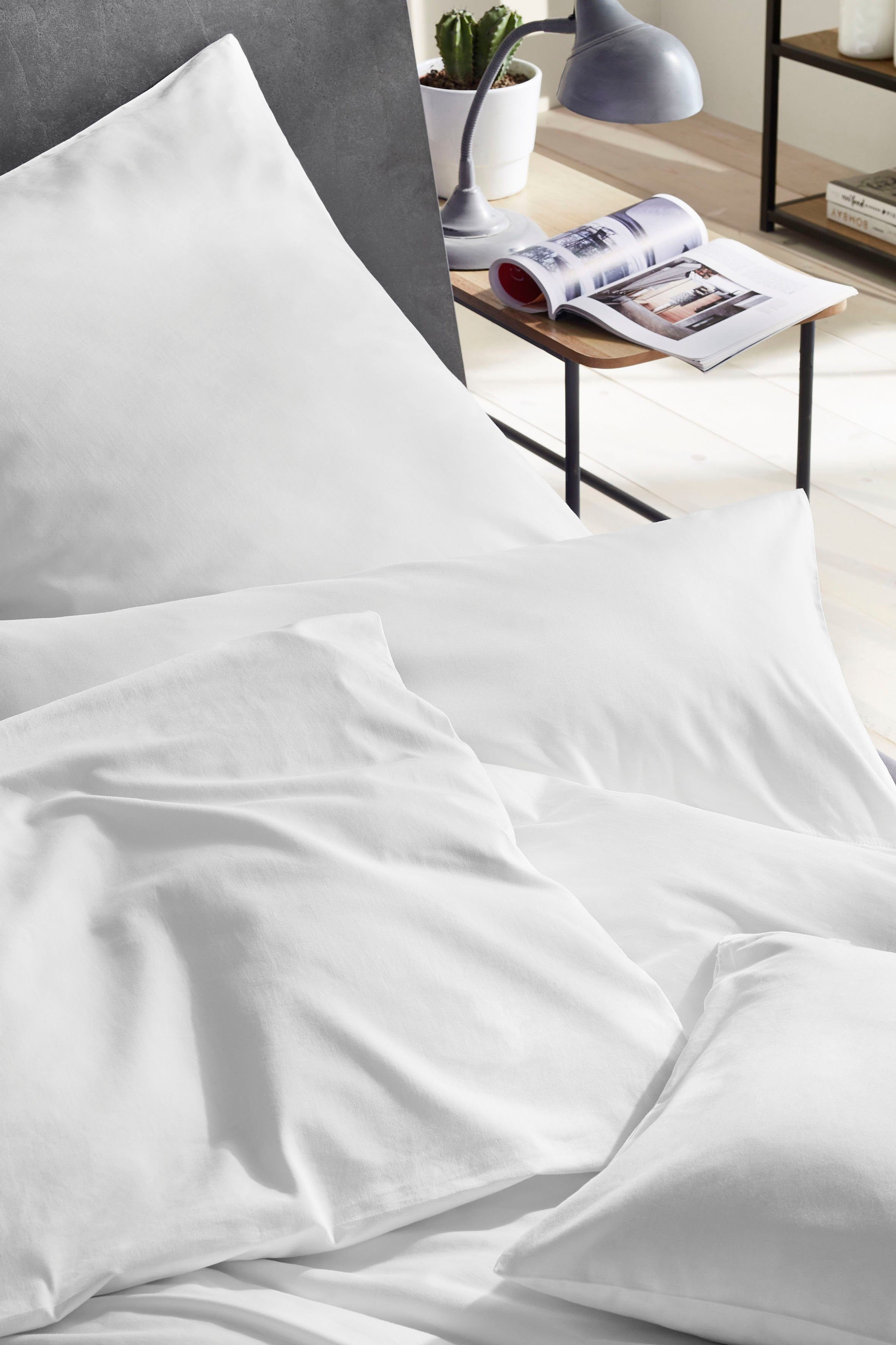 Primera Bettwäsche Uni Luxus-Satin in Gr. 135x200, 155x220 oder 200x200 cm, Satin, 2 teilig, Bettwäsche aus Baumwolle, unifarbene Bettwäsche mit Reißverschluss – Bild 5 von 5