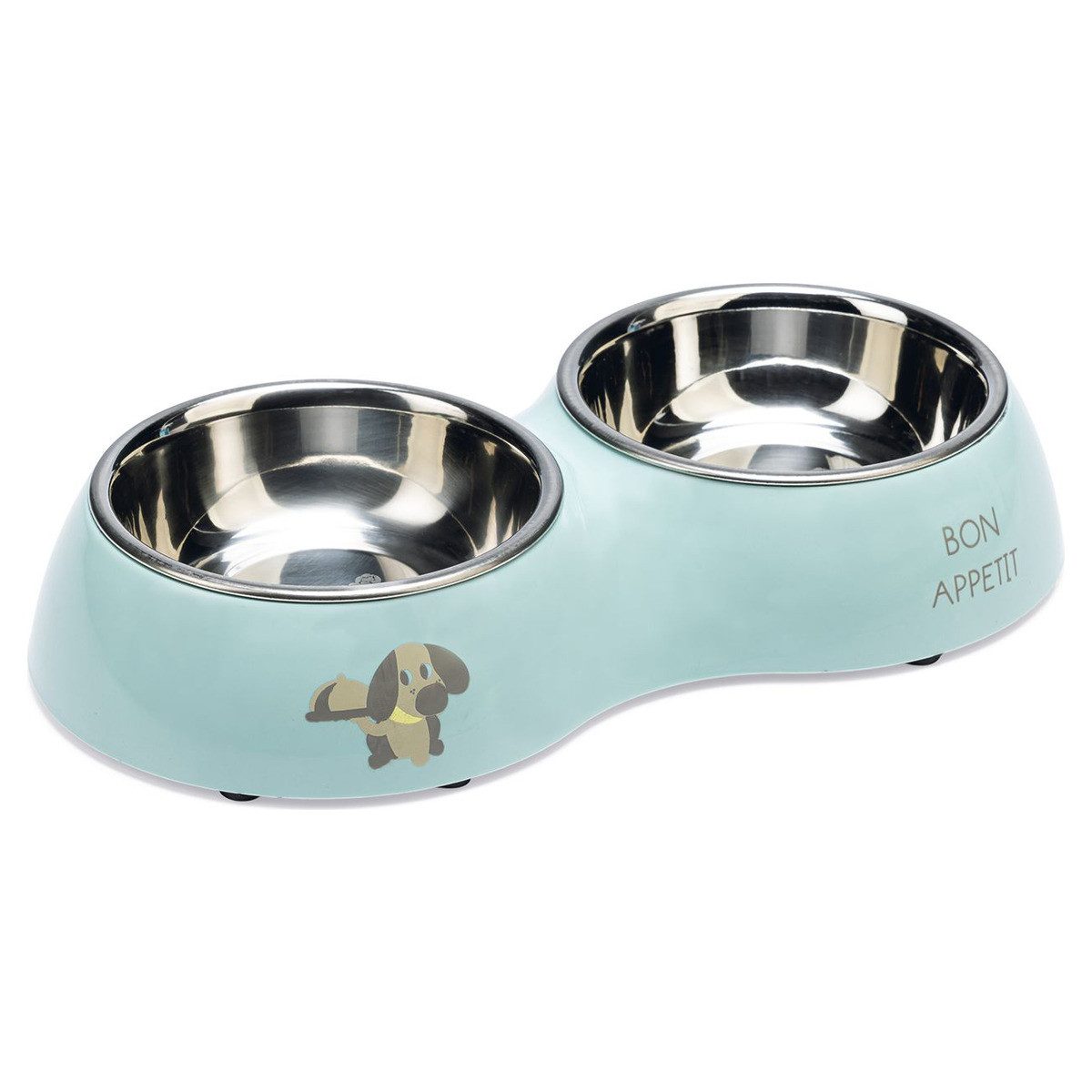 Napf-Set Puppy Droppy Dinner Set Kunststoff/Edelstahl grün