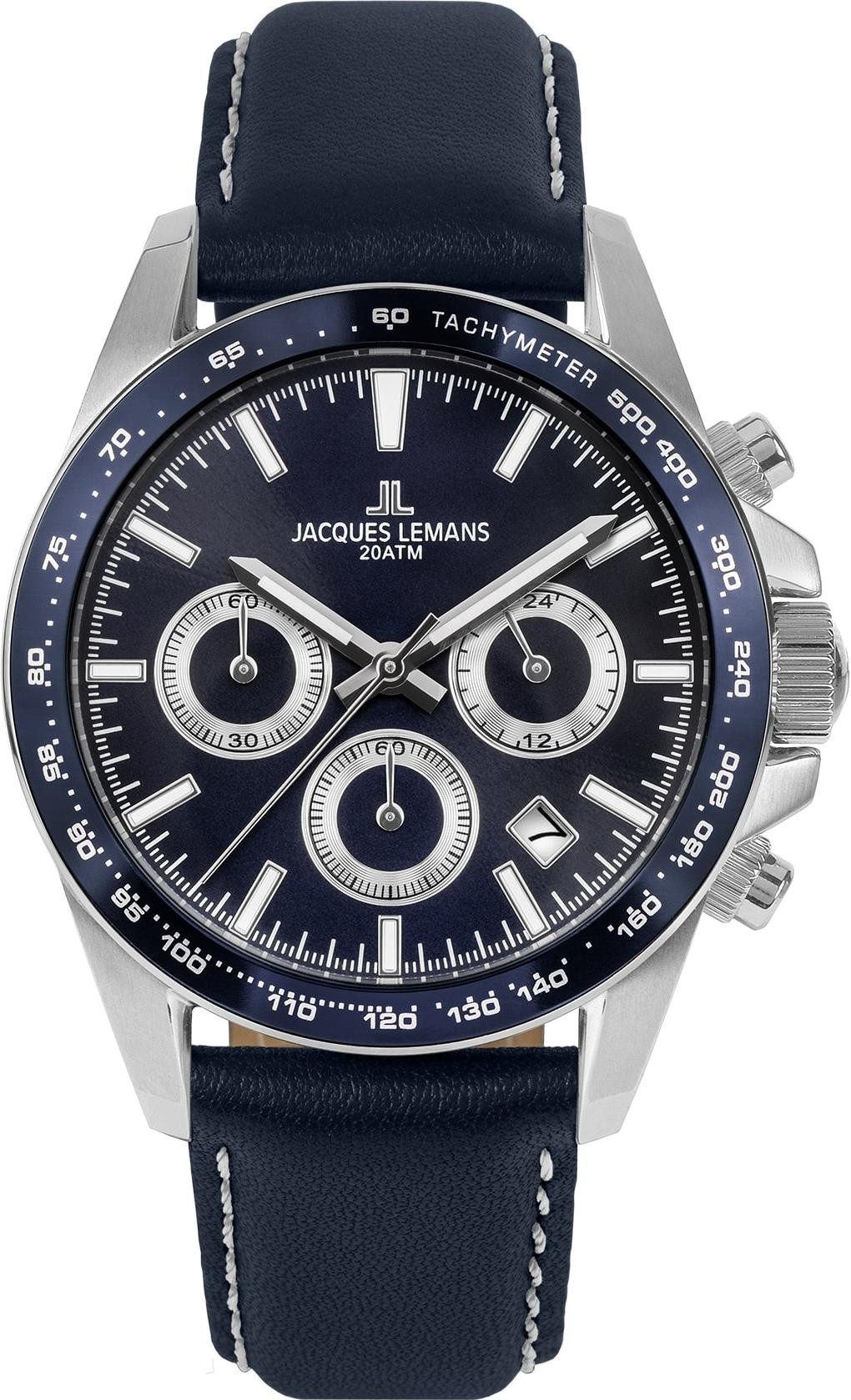 Jacques Lemans Chronograph Liverpool Herrenchronograph, verschraubte Krone