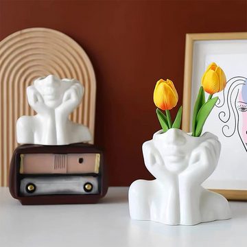zggzerg Dekovase Kopf Gesicht Vase Blumenvase Keramikvasen Für Moderne Home Decor
