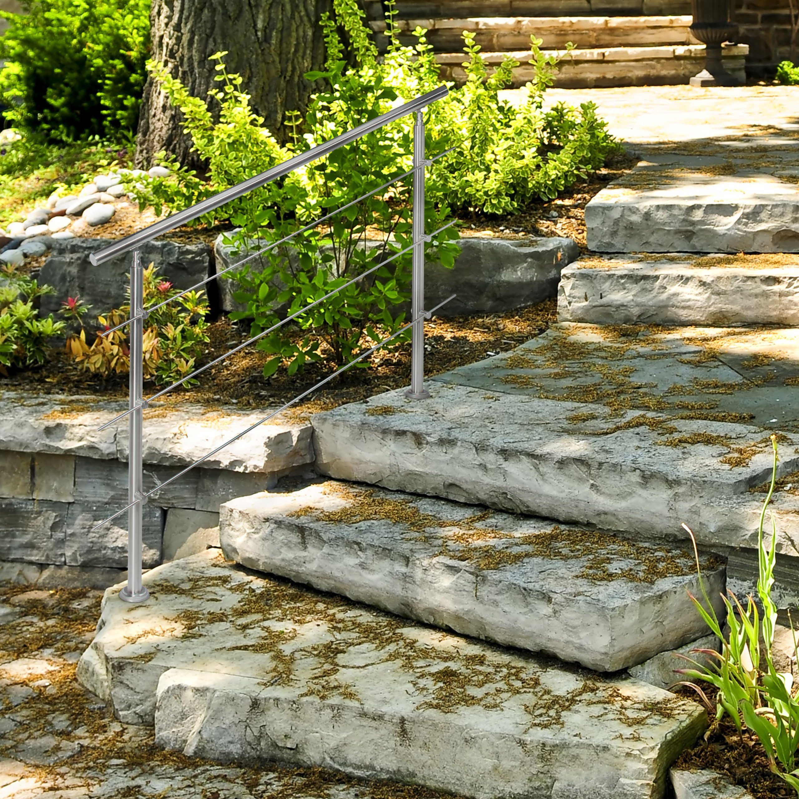 relaxdays Treppengeländer Edelstahl, 150 cm Länge, 108 cm Höhe, mit 2 Pfost günstig online kaufen