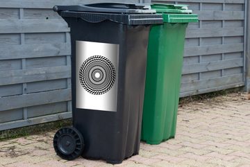 MuchoWow Wandsticker Illustration eines schwarz-weißen Mandalas mit einem Rautenmuster (1 St), Mülleimer-aufkleber, Mülltonne, Sticker, Container, Abfalbehälter