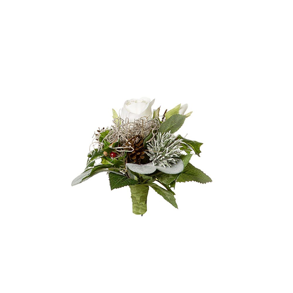 Kunstpflanze FINK Kunstblumenstrauß Petitbouquet - weiß - H. 15cm x B. 20cm, Fink