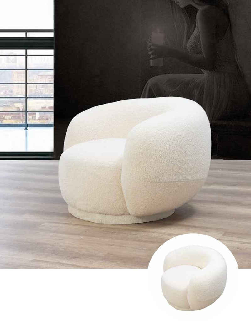 JVmoebel Sessel, Moderner Rundsessel Beige Lounge Möbel Club Einrichtung Design Sessel
